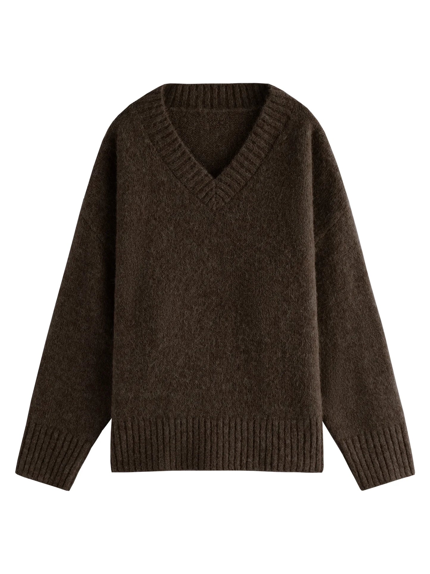 Teal Relaxed V Neck Knit Sweater