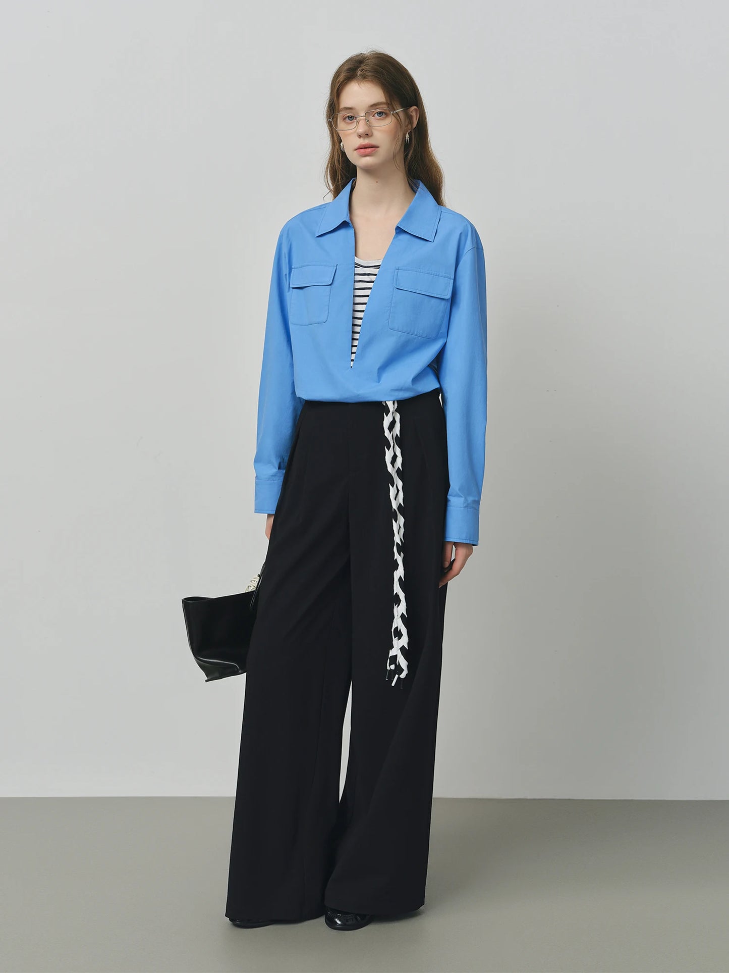 Black Chain Detail Wide Leg Pants
