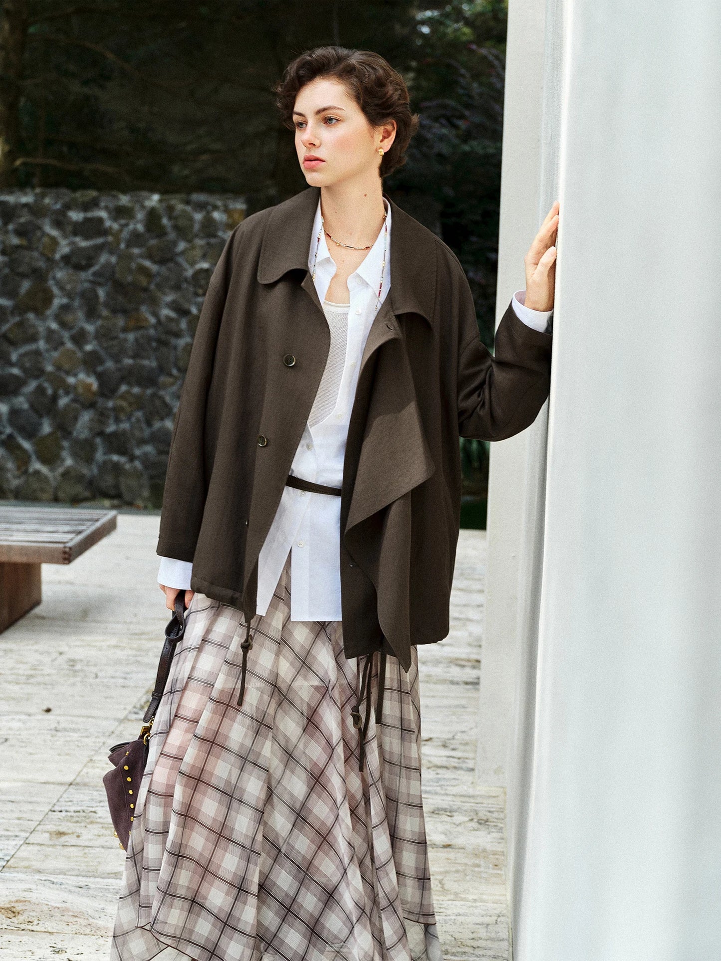 Black Draped Collar Short Jacket