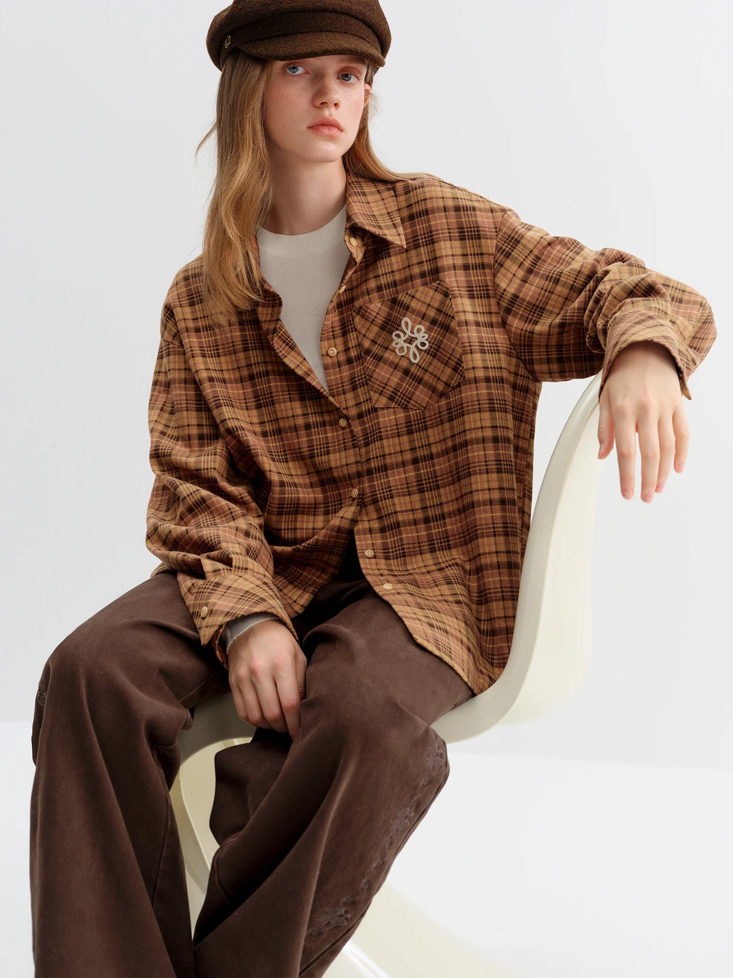 Brown Plaid Oversized Flannel Shirt
