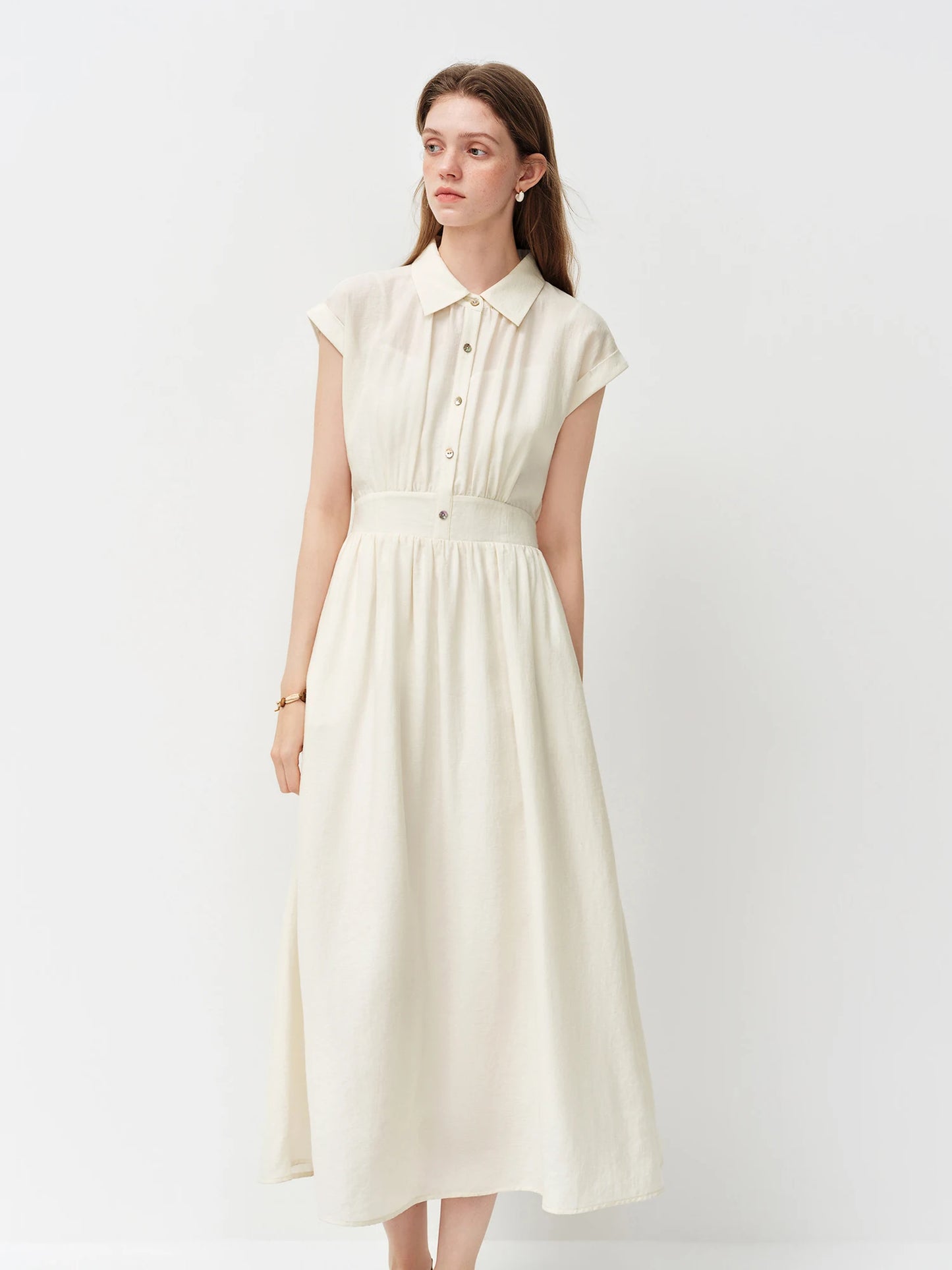 Lilac Turn Collar Midi Dress