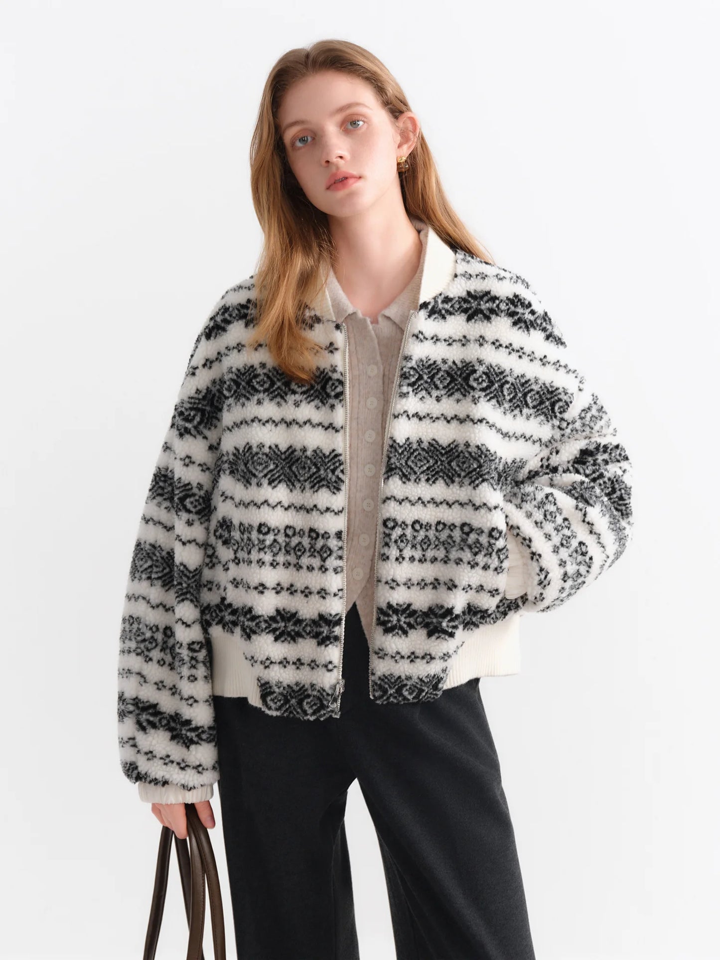 Black White Pattern Reversible Jacket