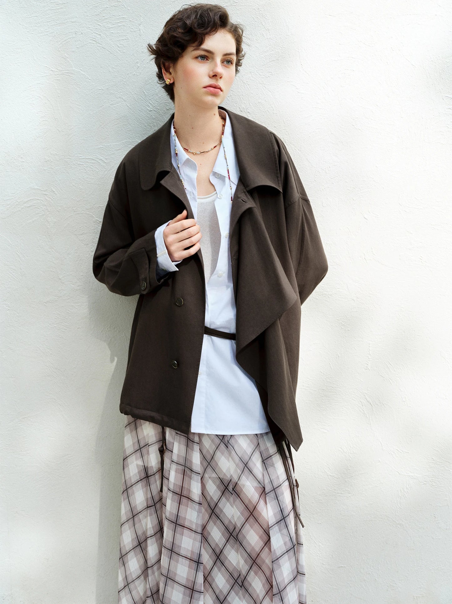 Black Draped Collar Short Jacket