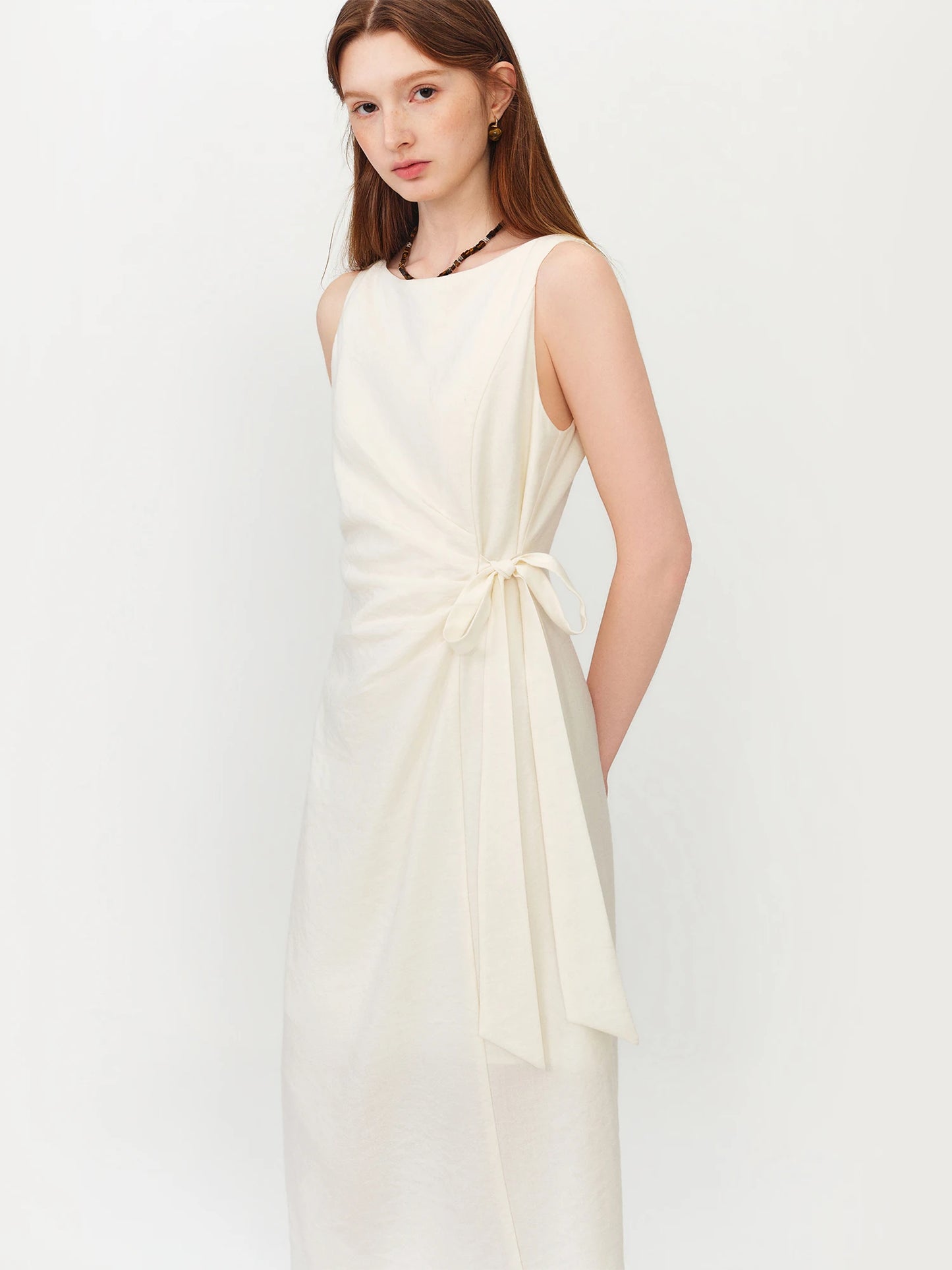Butter Yellow Ruched Midi Dress