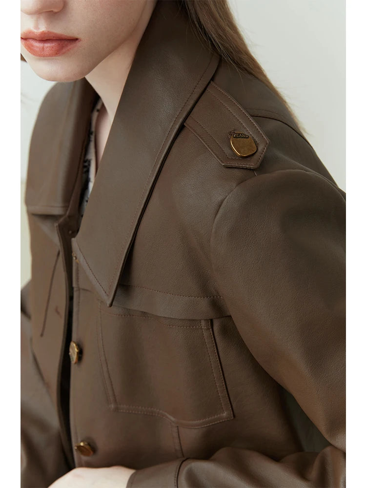 Dark Brown Leather Utility Jacket