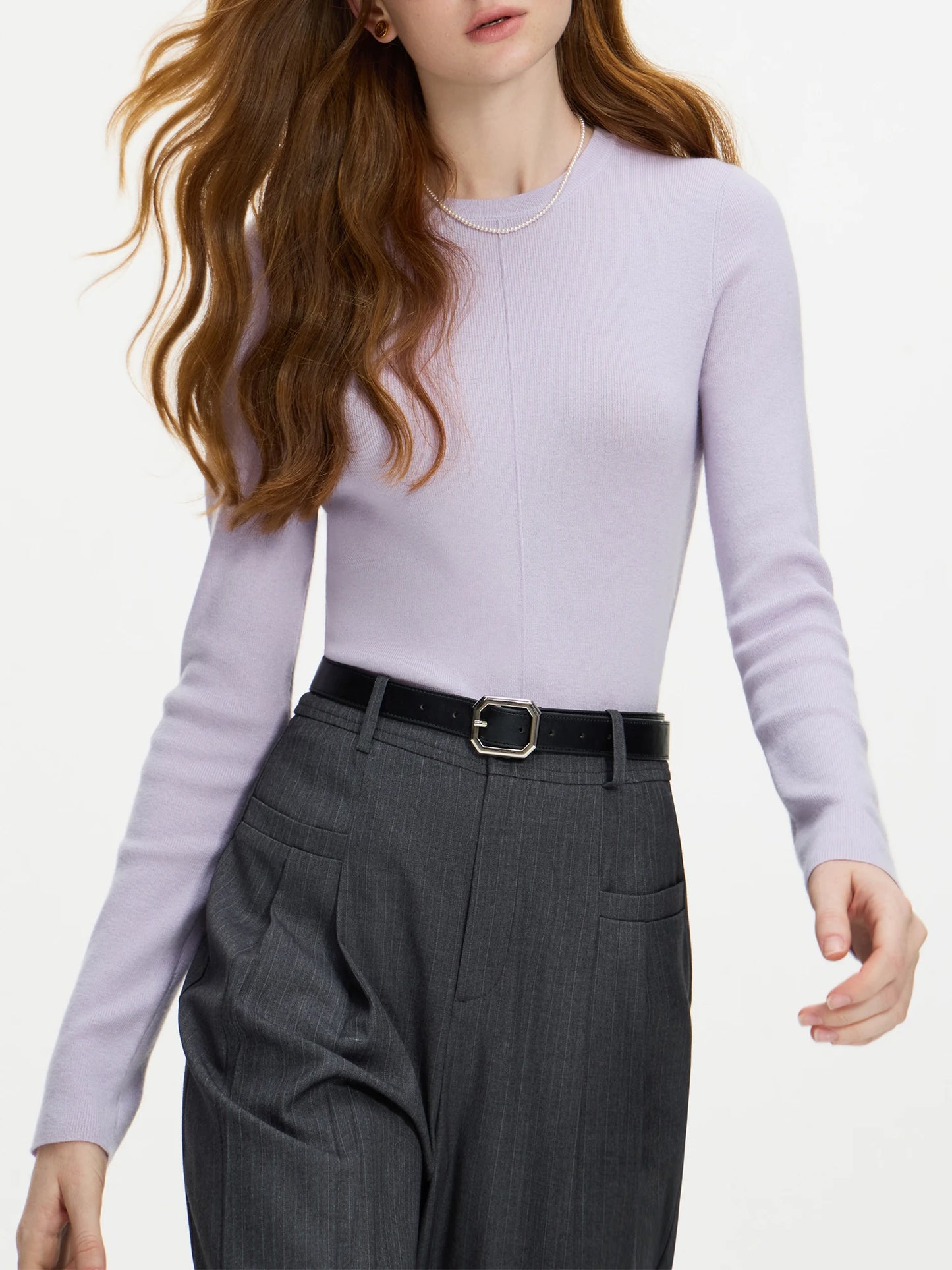 Blush Slim Crew Neck Knit Top