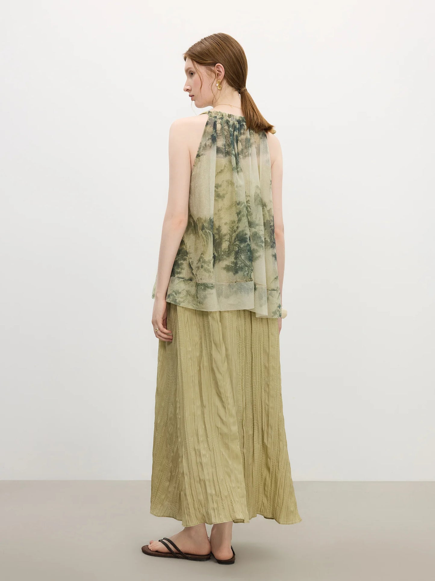 Olive Floral Layered Maxi Dress