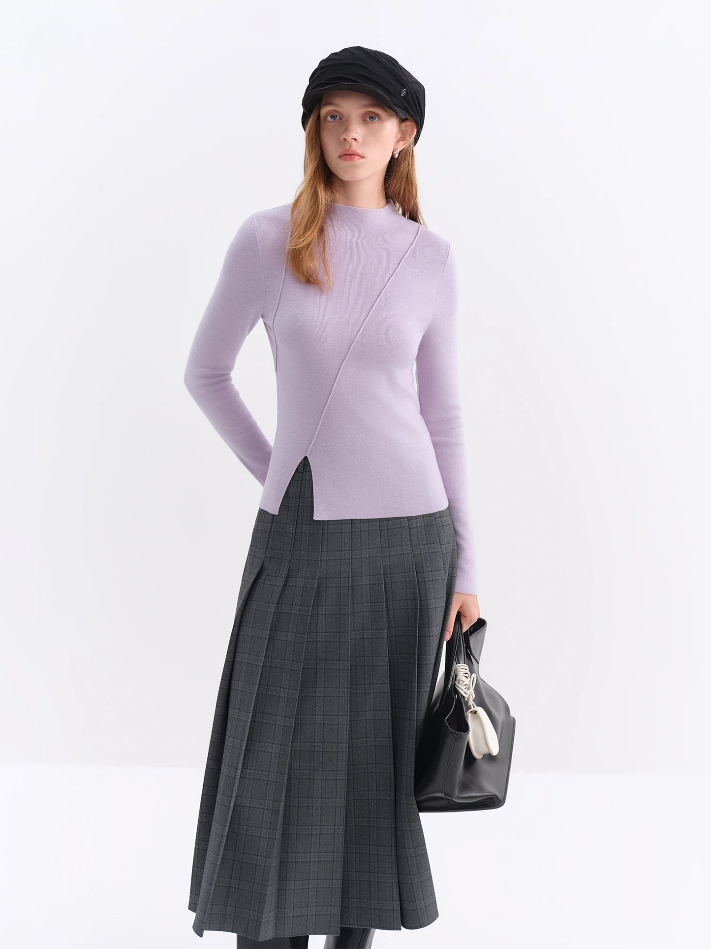 Lilac Asymmetric Hem Knit Top