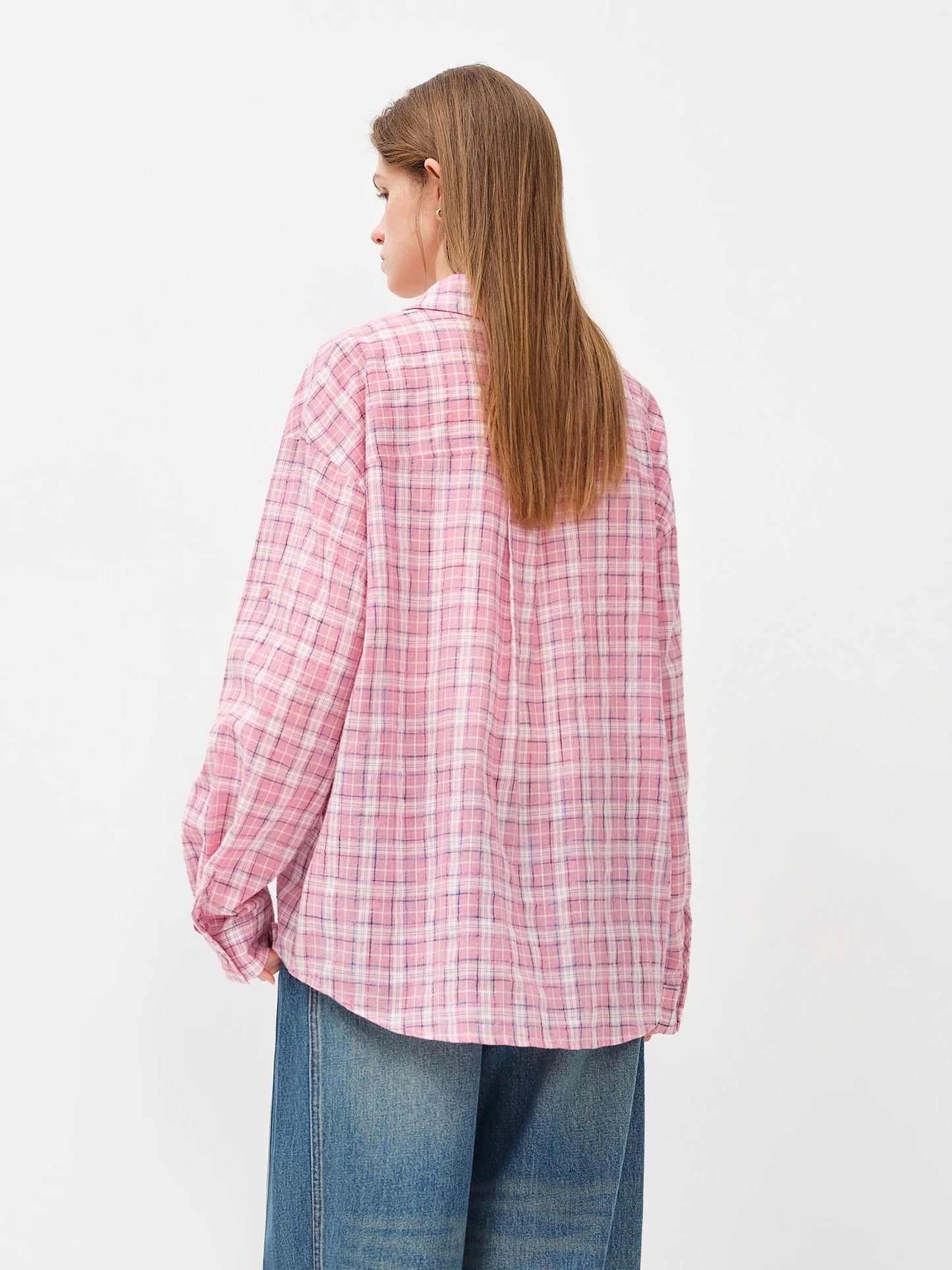 Pink Gingham Puff Sleeve Shirt