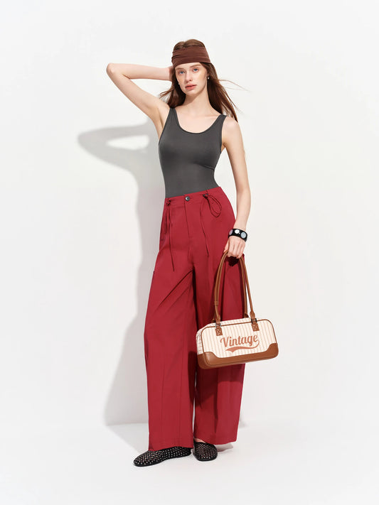 Burgundy Relaxed Balloon Pants
