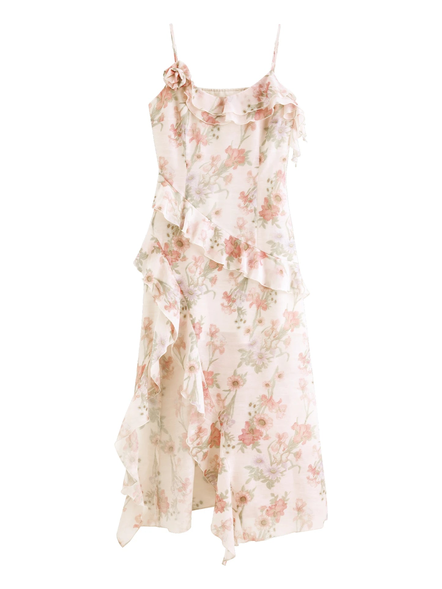 Blush Floral Spaghetti Strap Maxi Dress