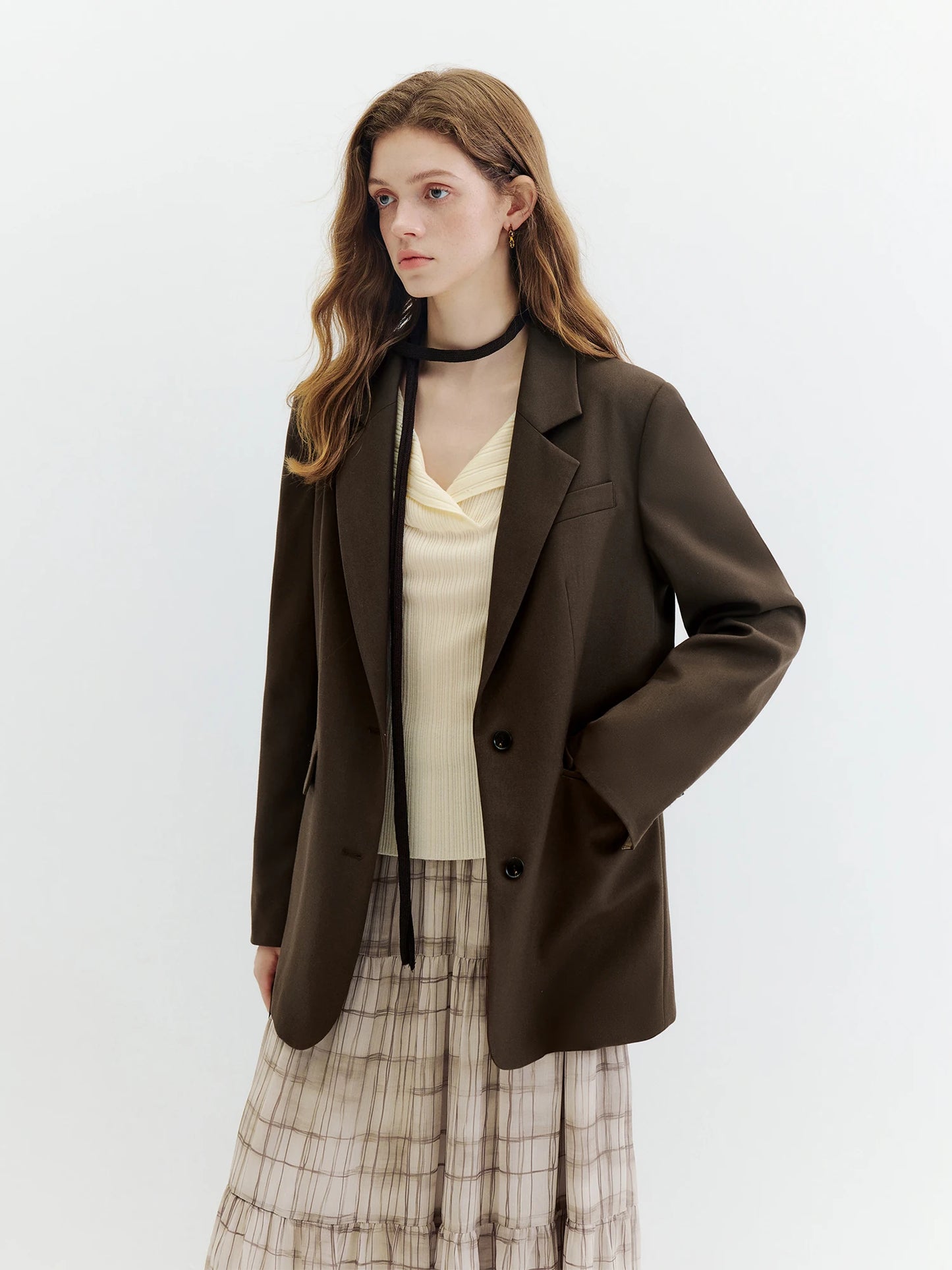 Charcoal Contrast Cuff Oversized Blazer