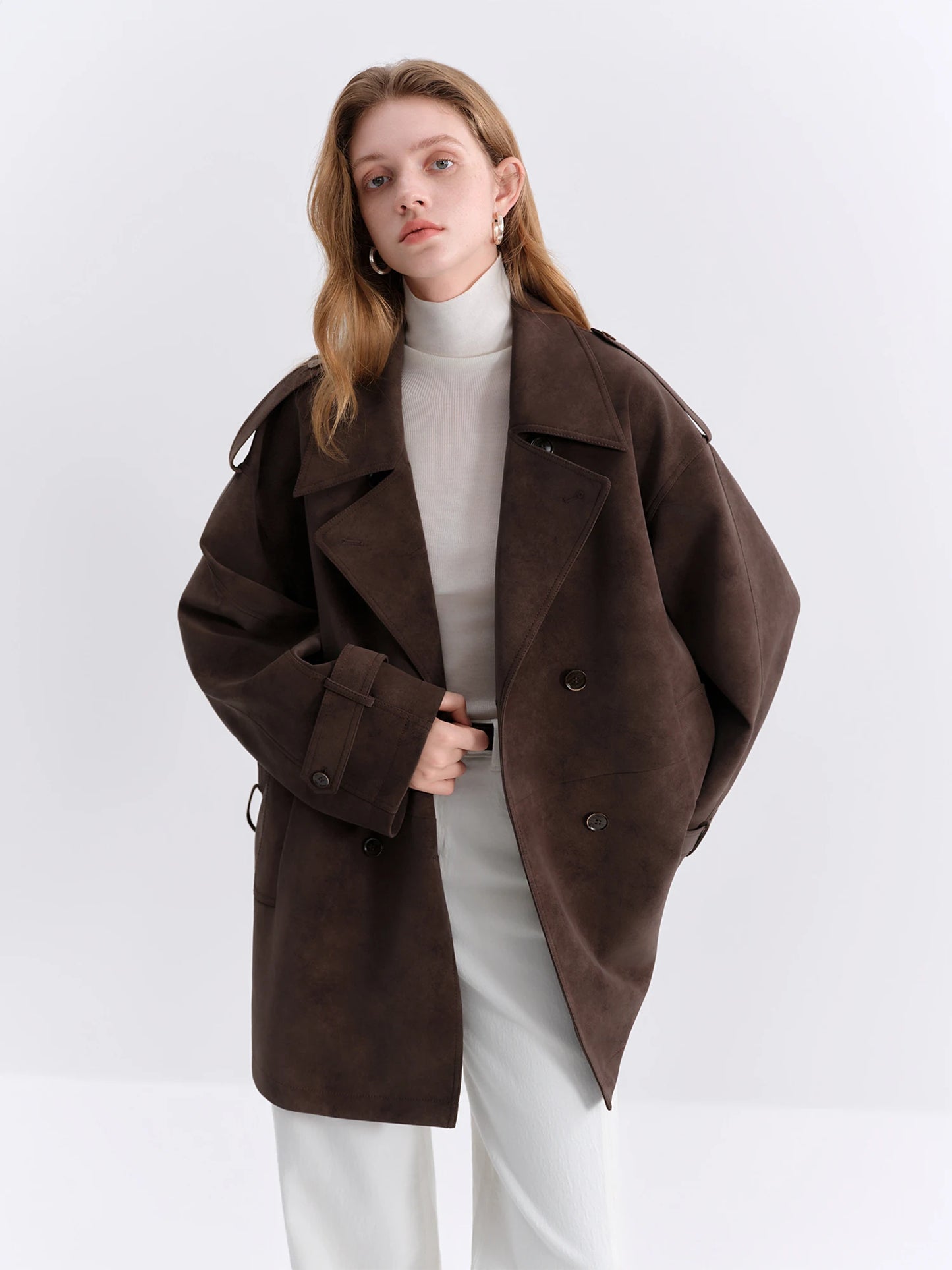 Brown Double Breasted Leather Jacket