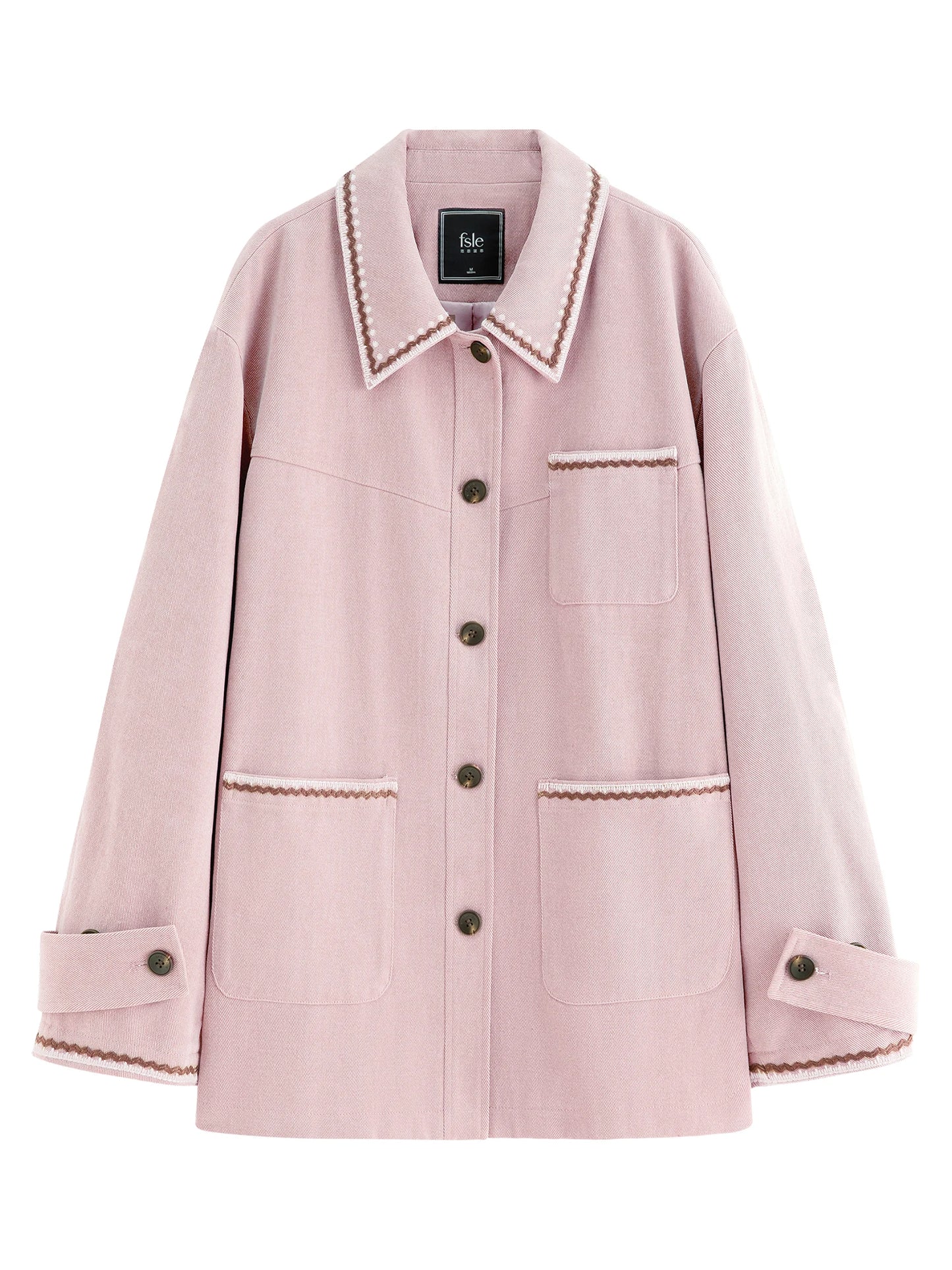 Blush Contrast Stitch Utility Jacket