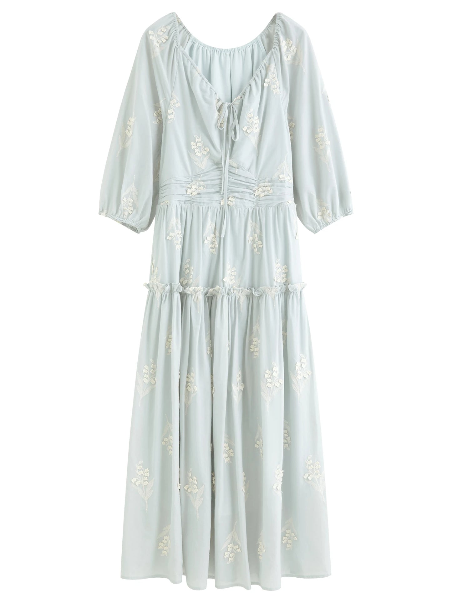 Butter Yellow Floral Puff Sleeve Maxi Dress