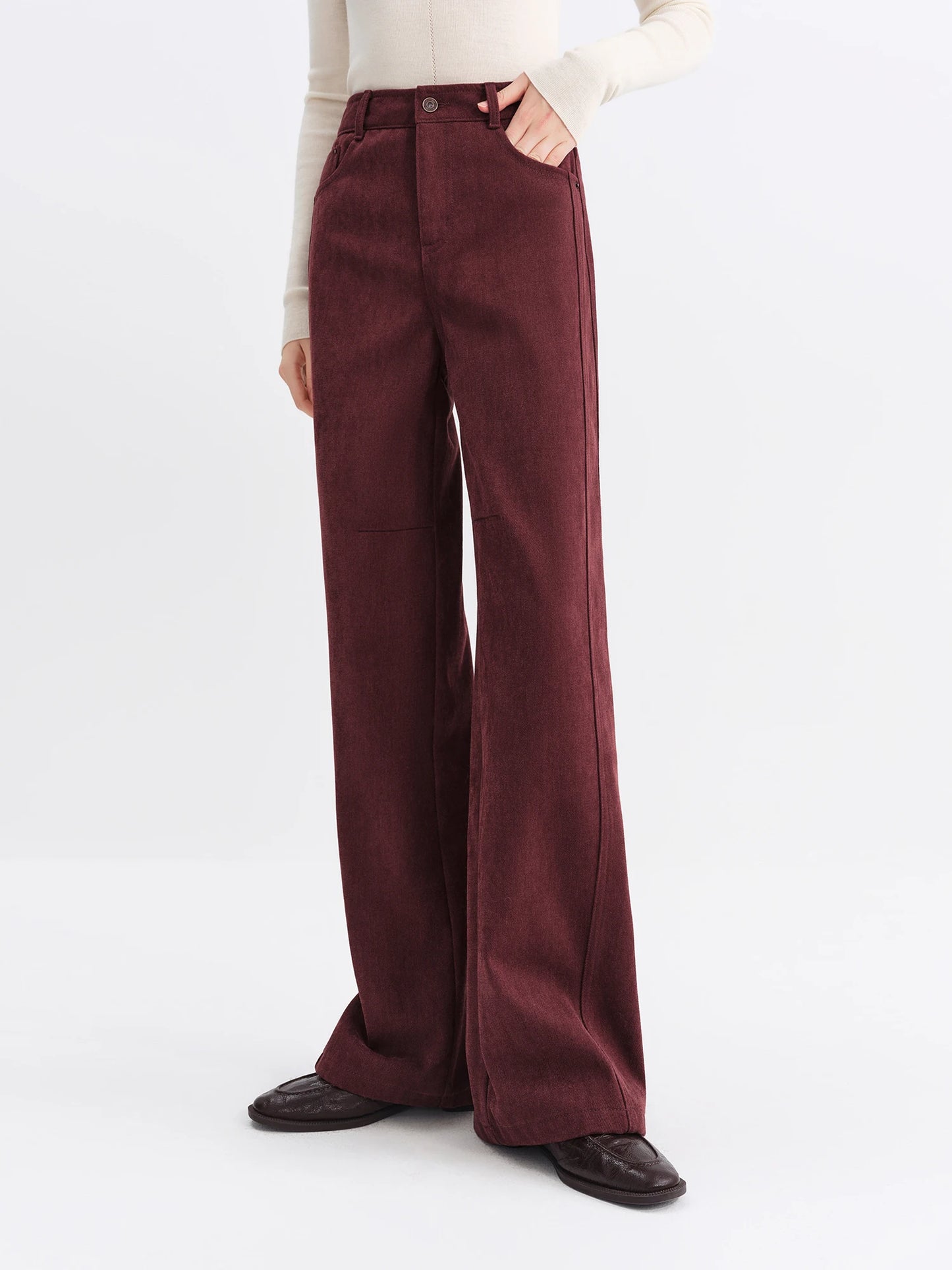 Brown Straight Leg Cotton Pants