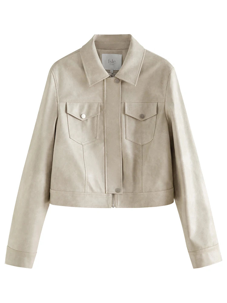 Brown Leather Shirt Jacket