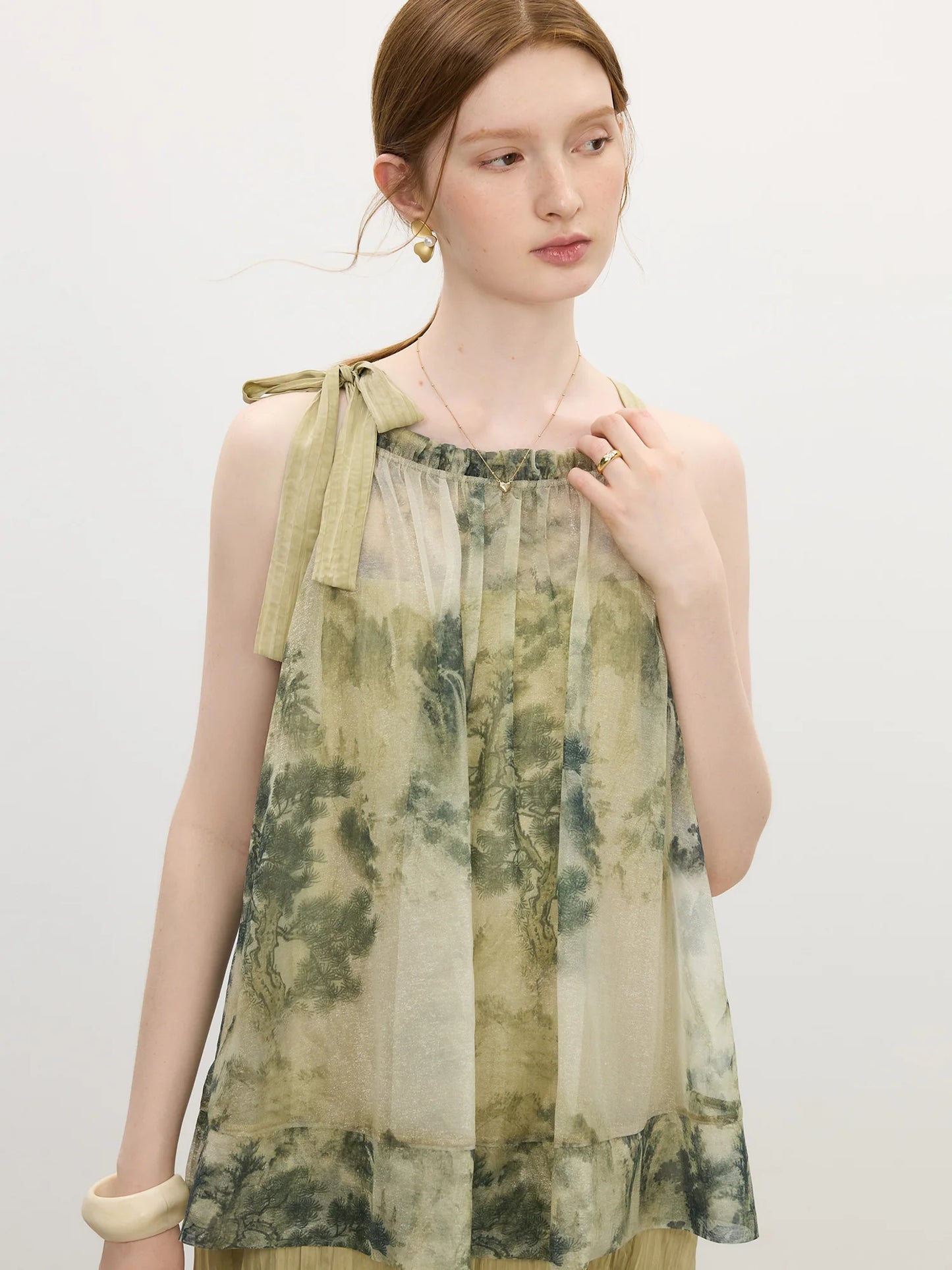 Olive Floral Layered Maxi Dress