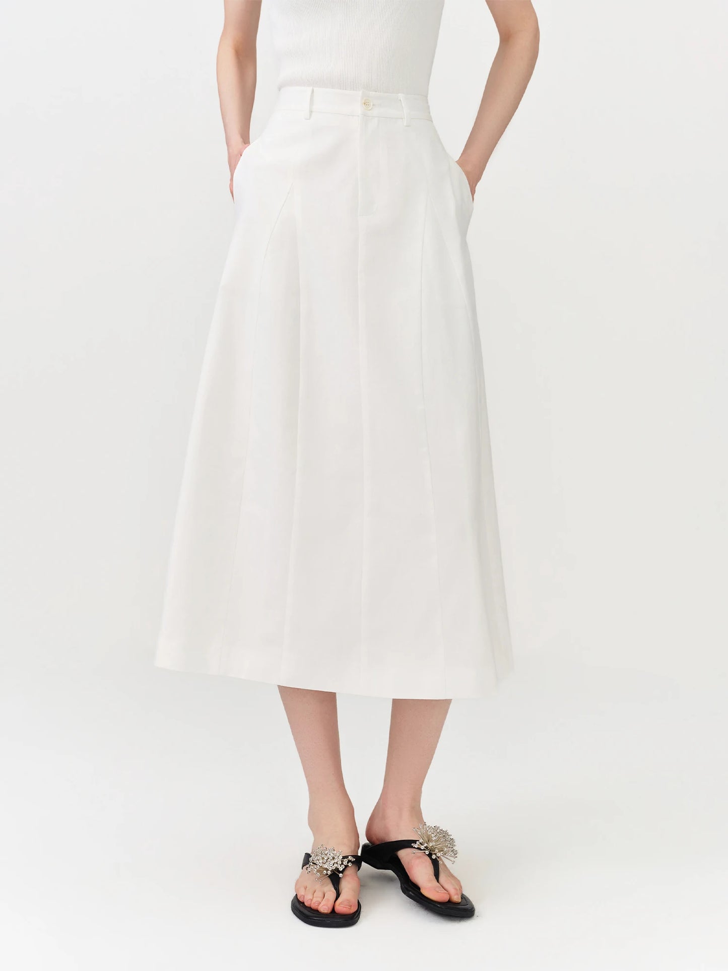 Blush Pleated A-Line Midi Skirt