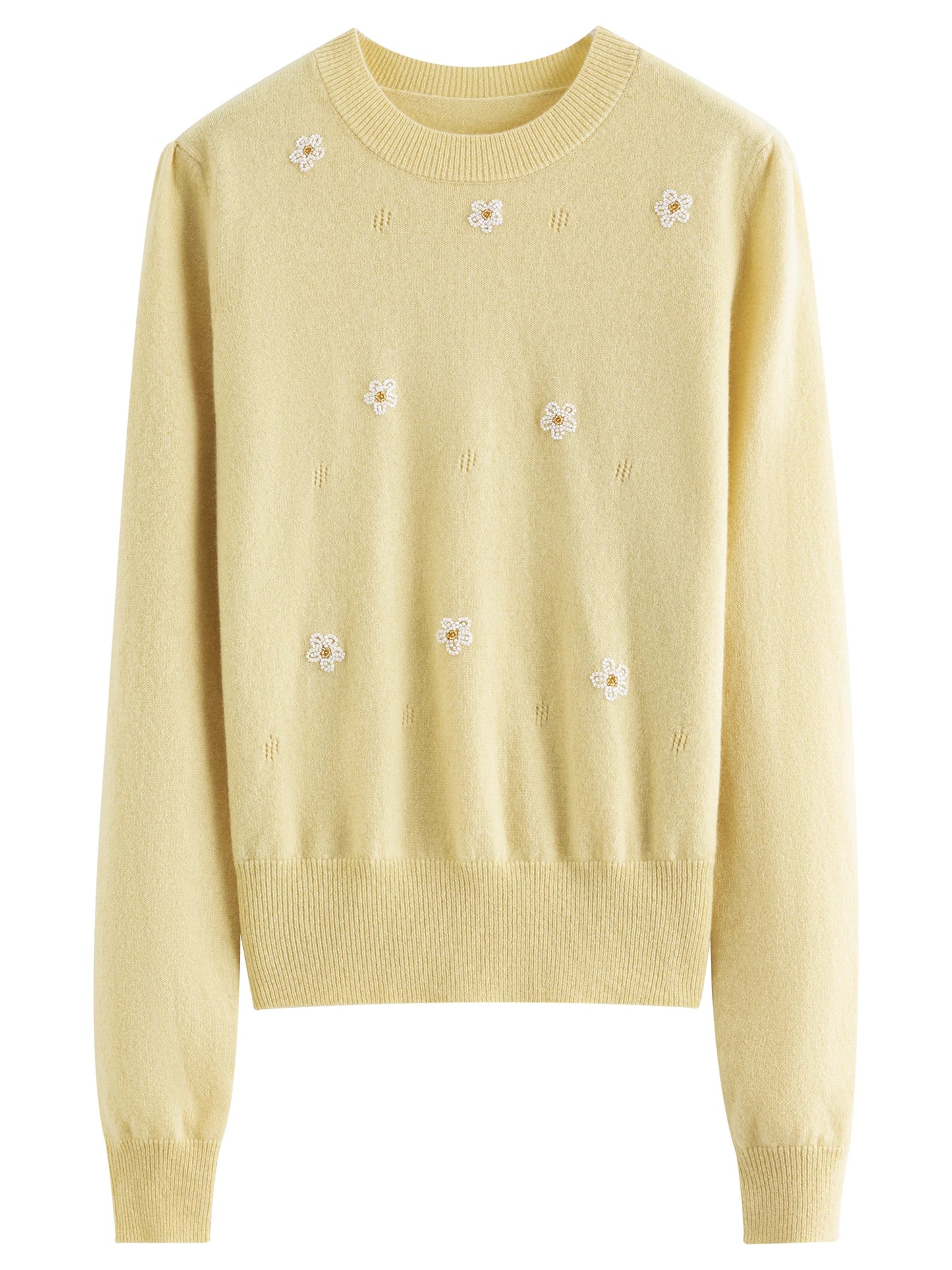 Butter Yellow Floral Embroidered Sweater