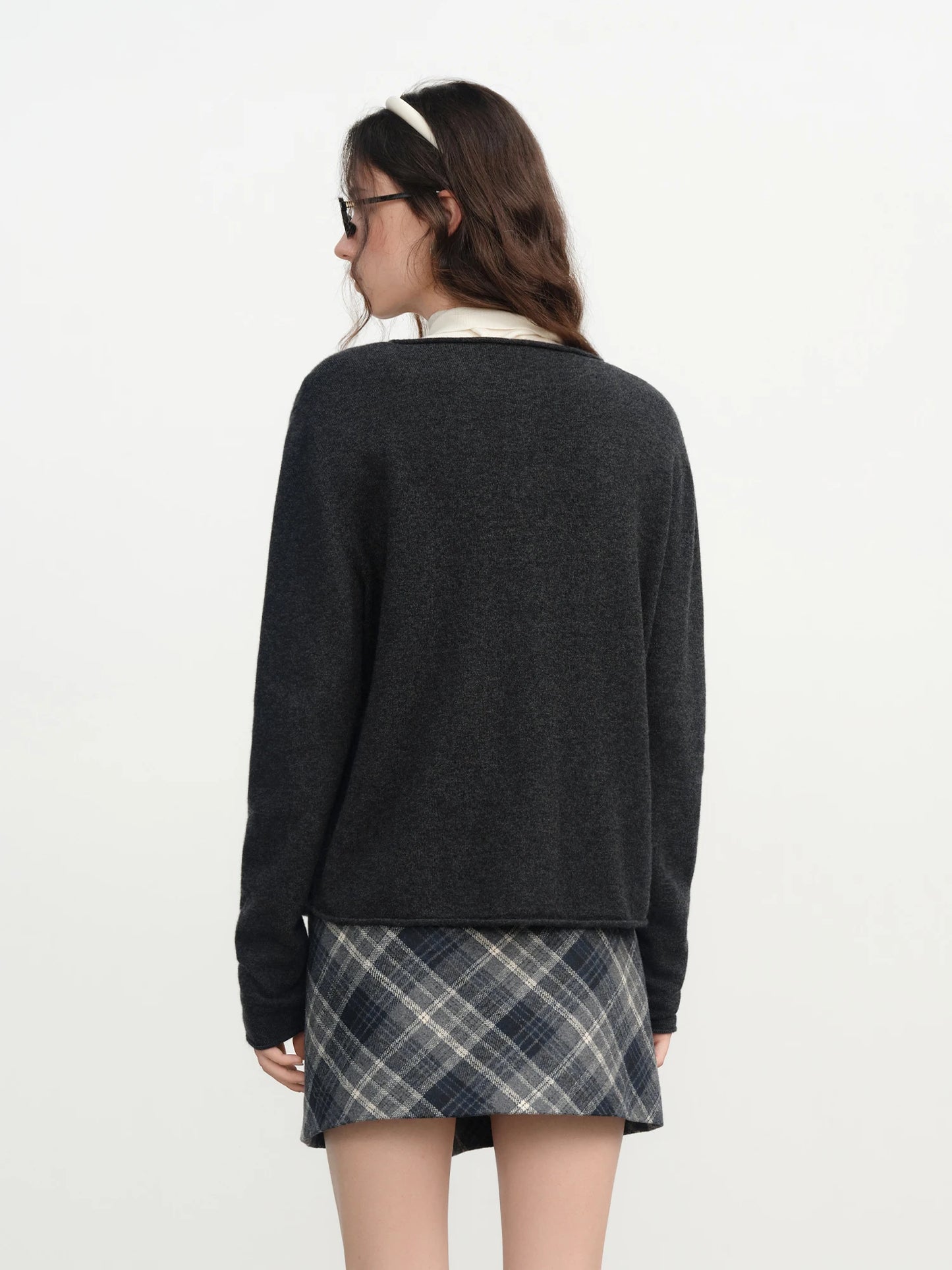Black Lace Trim Knit Sweater