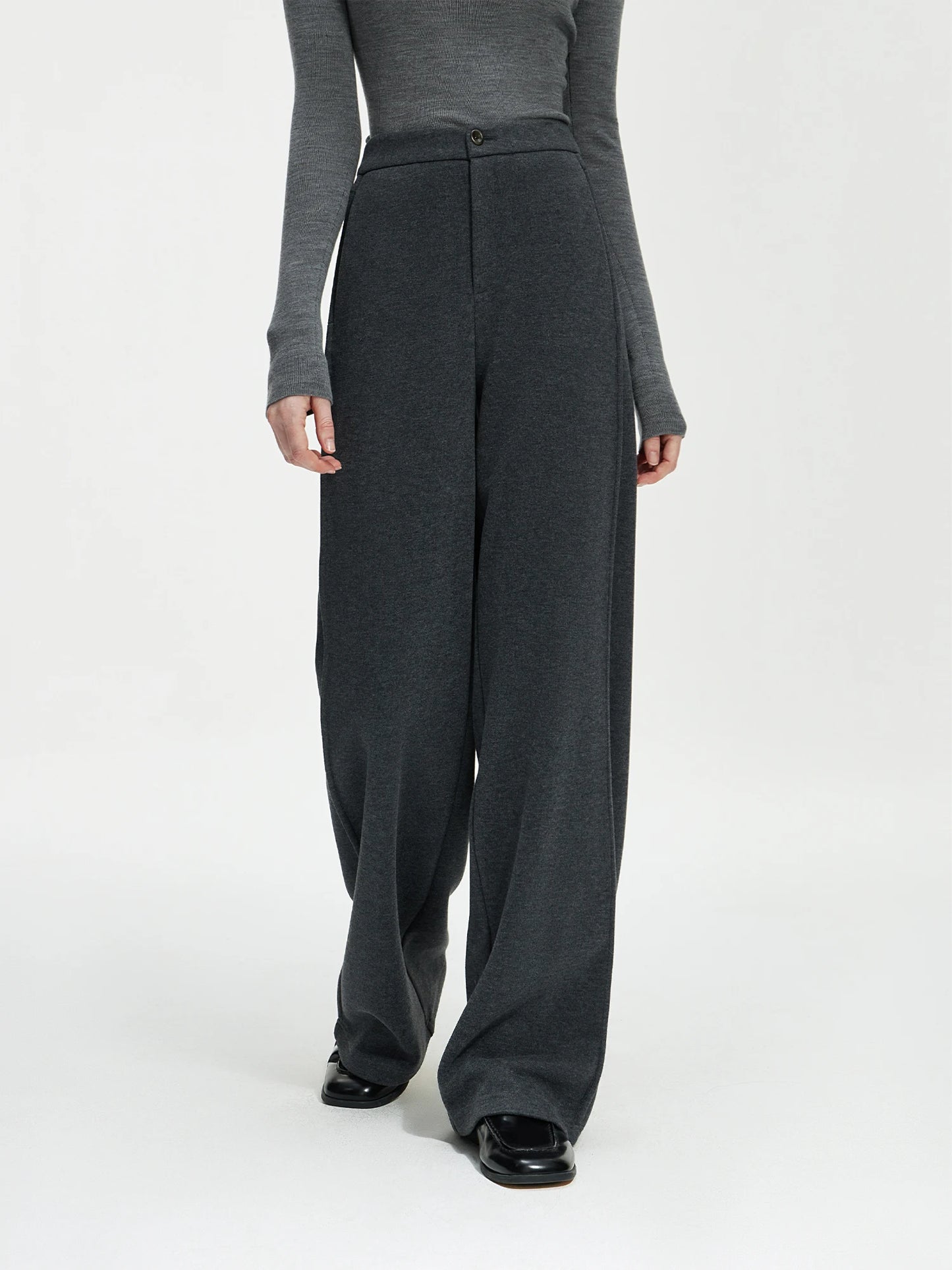 Ivory High Waist Wide Leg Trousers