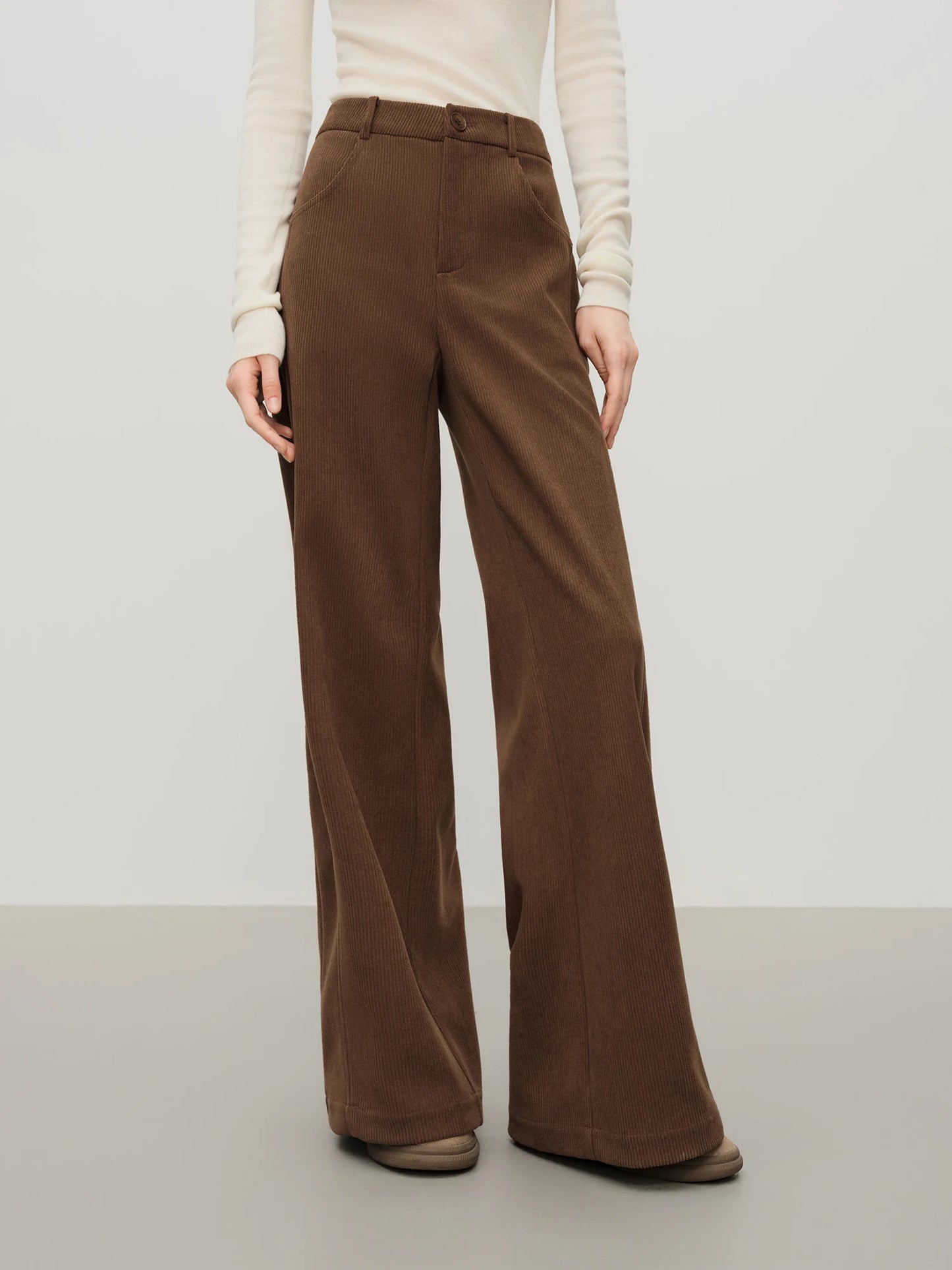 Brown High Waist Wide Leg Trousers