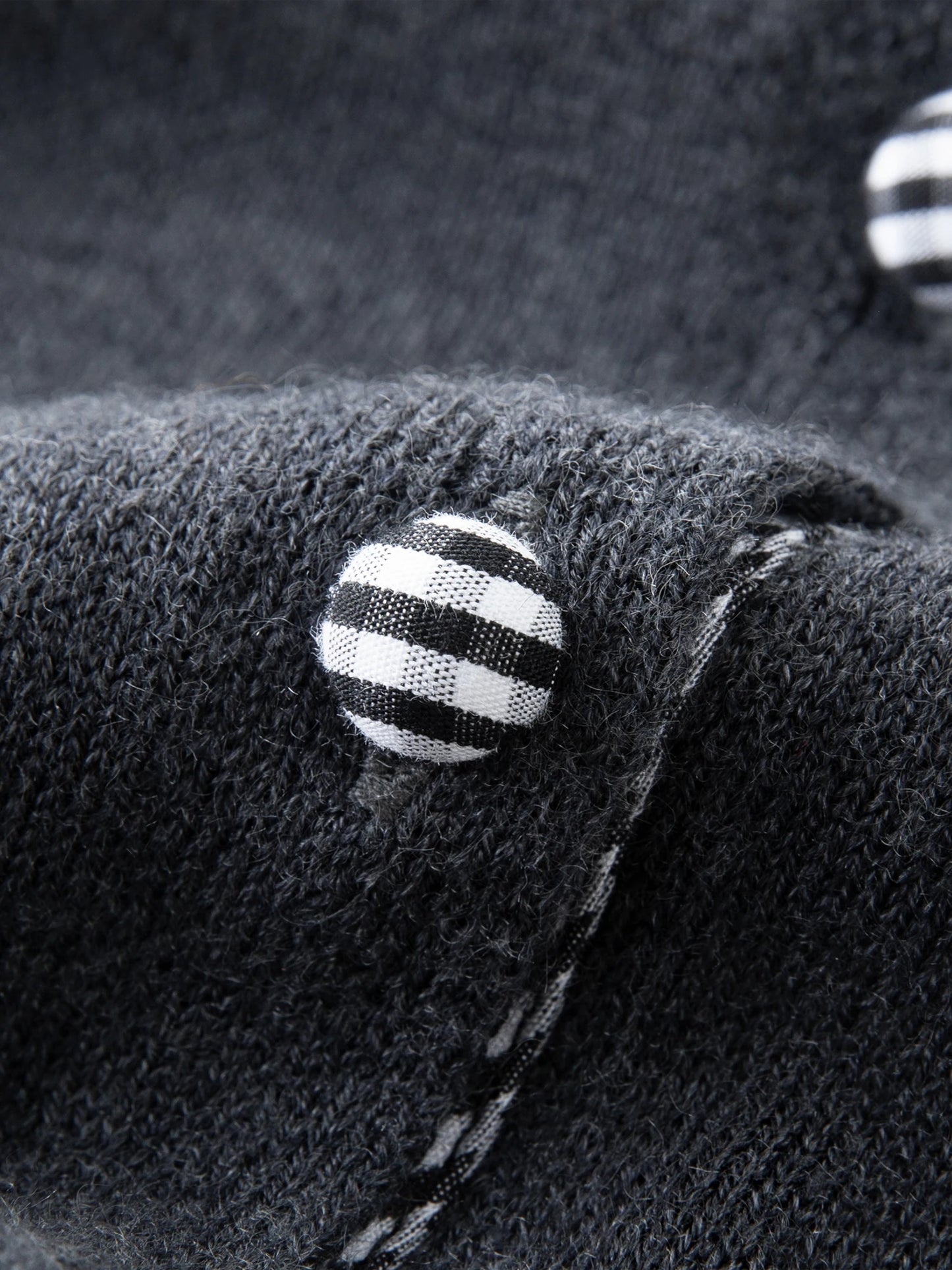 Black Plaid Hem Knit Cardigan
