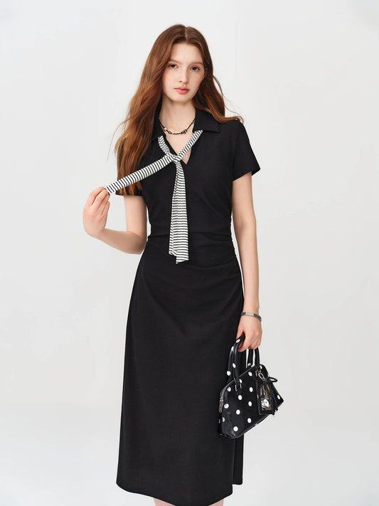 Black Sailor Collar Midi Dress