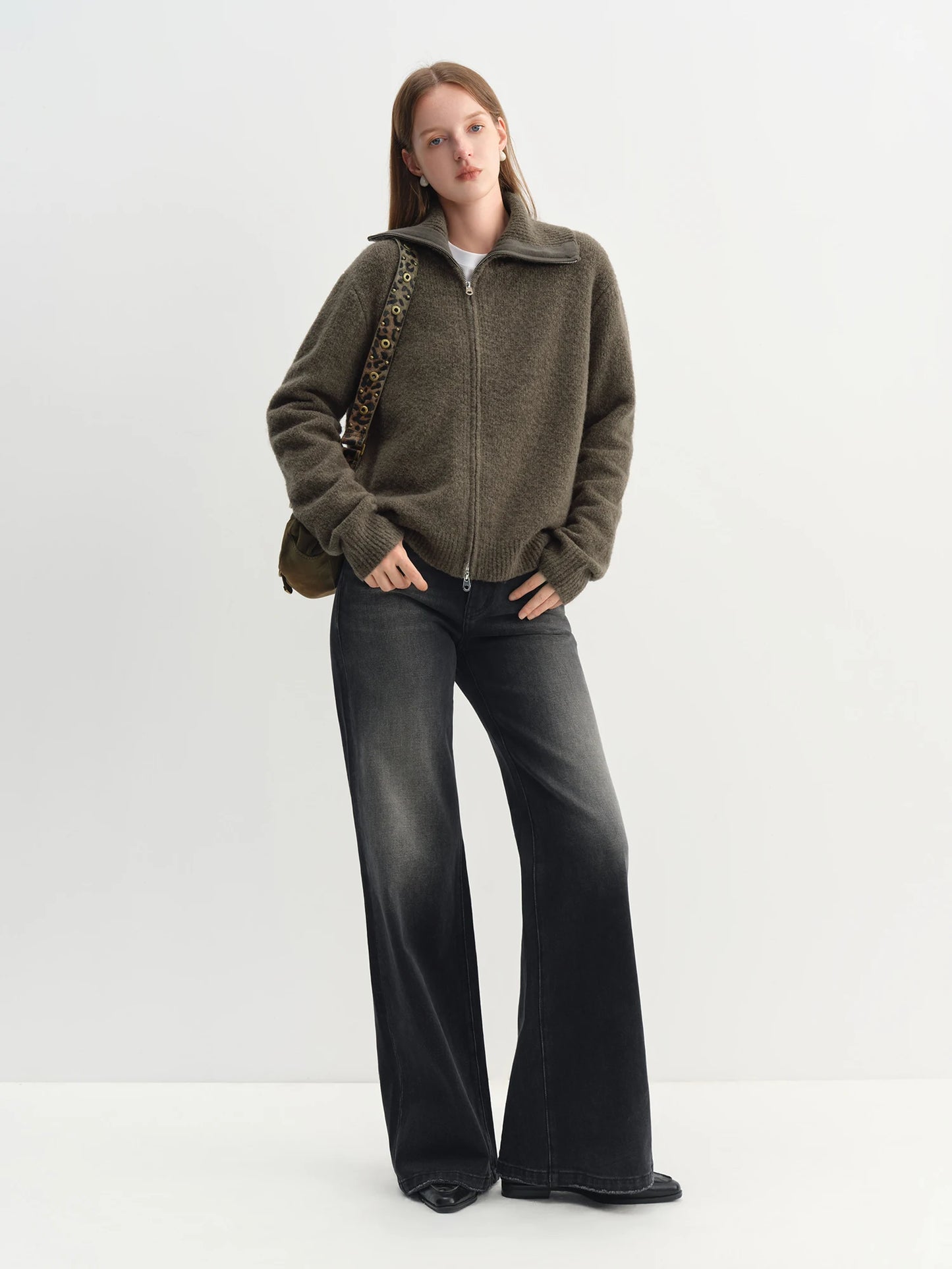 Black Wash Flared Wide Leg Jeans