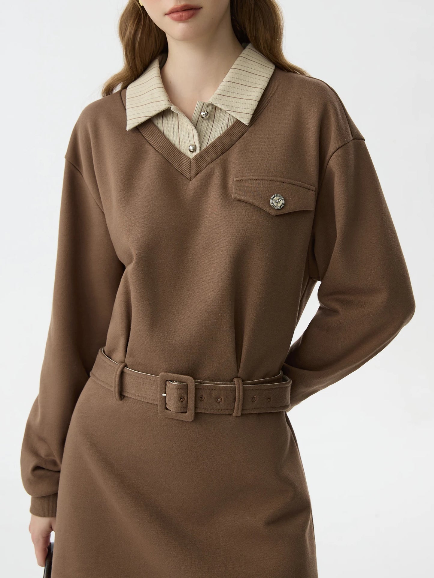 Brown Belted Polo Mini Dress
