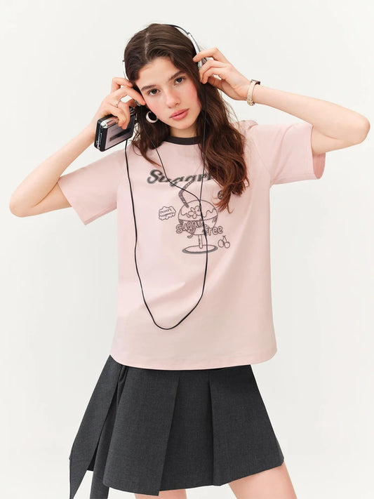 Pink Bow Neck Long Sleeve Blouse