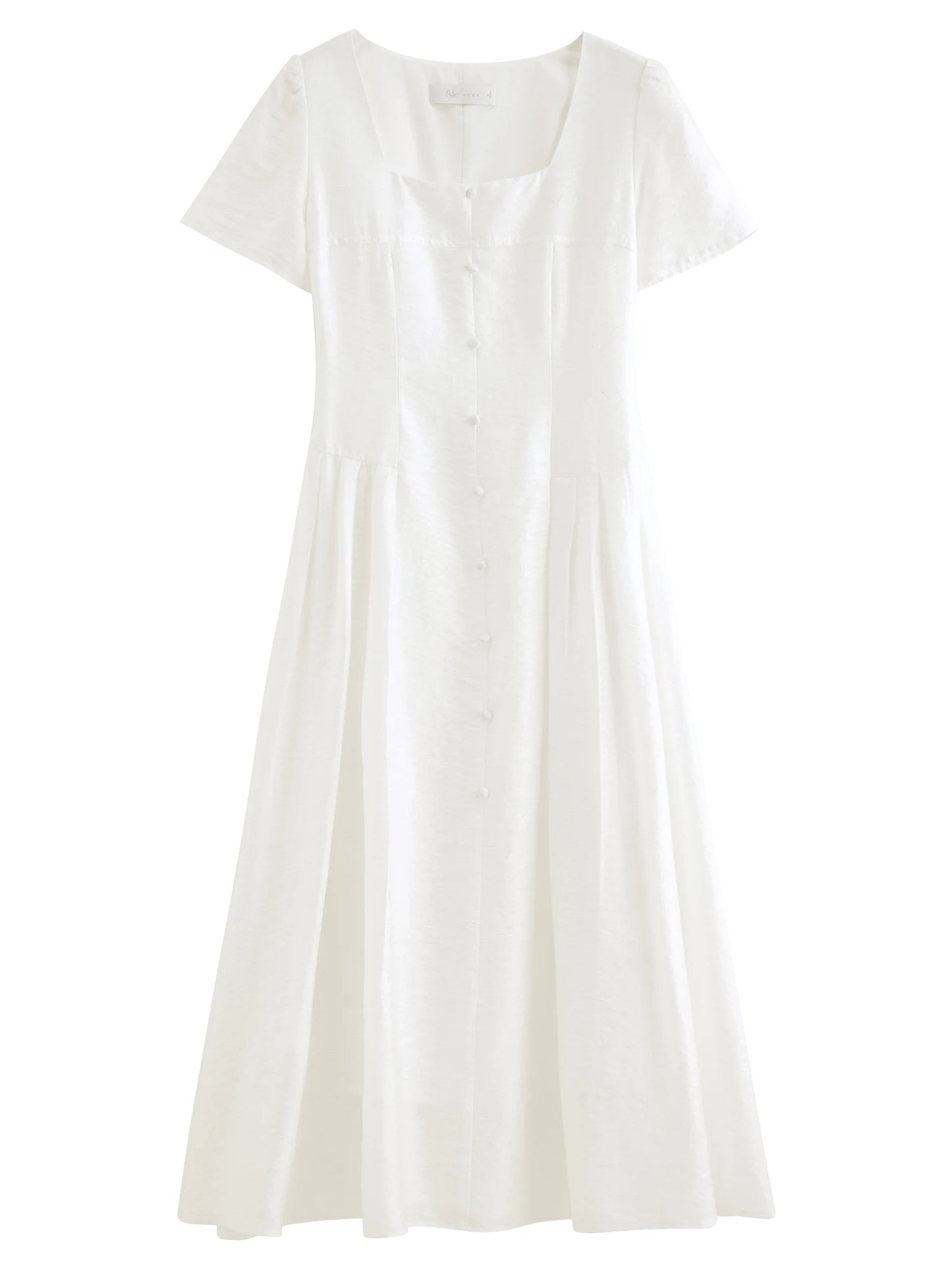 Pale Blue Button Front Midi Dress