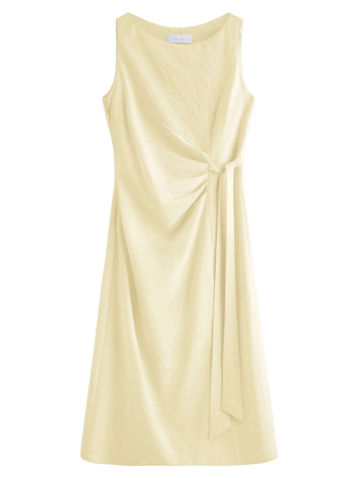 Butter Yellow Ruched Midi Dress