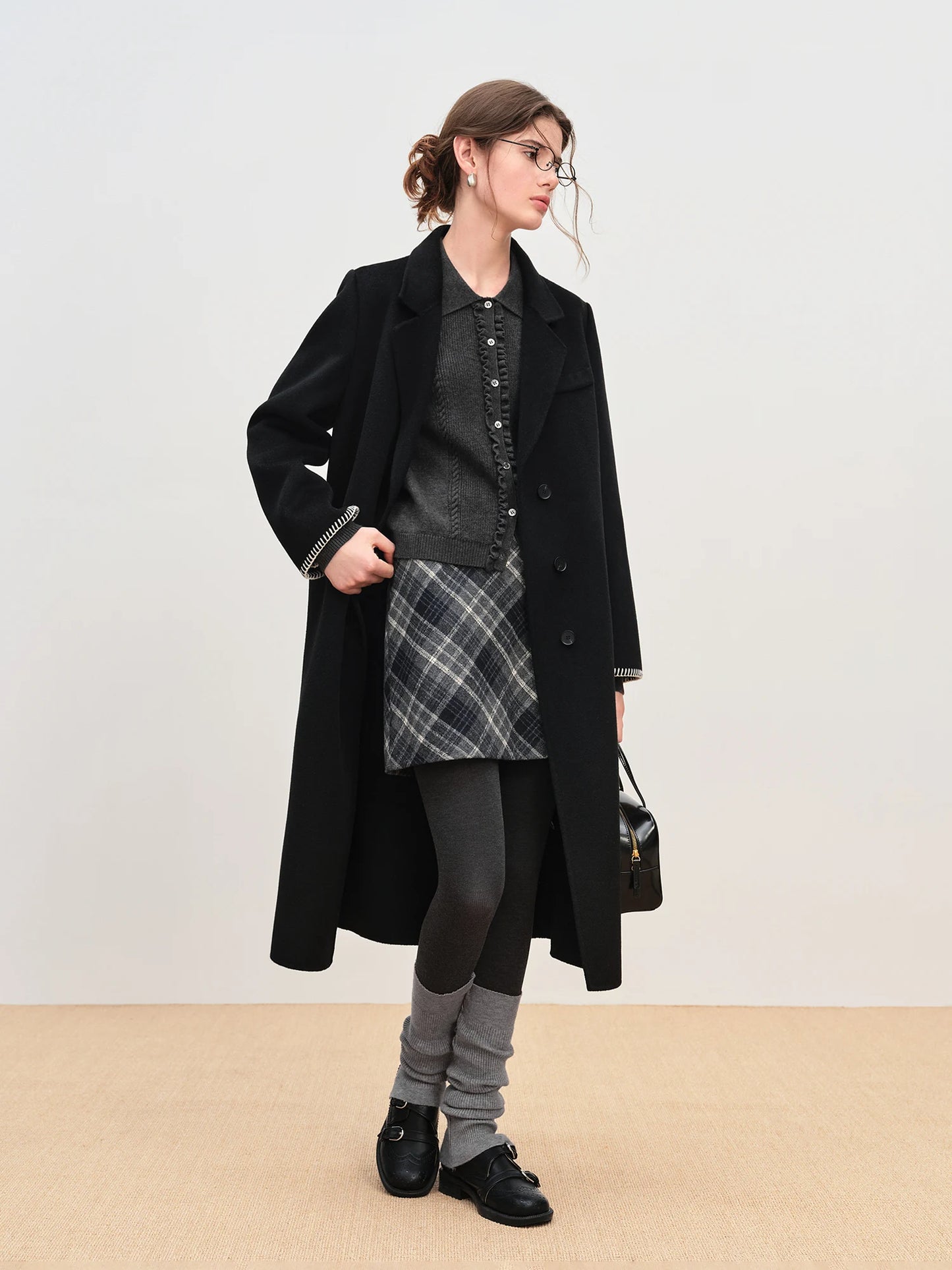 Black Embroidered Polo Knit Cardigan