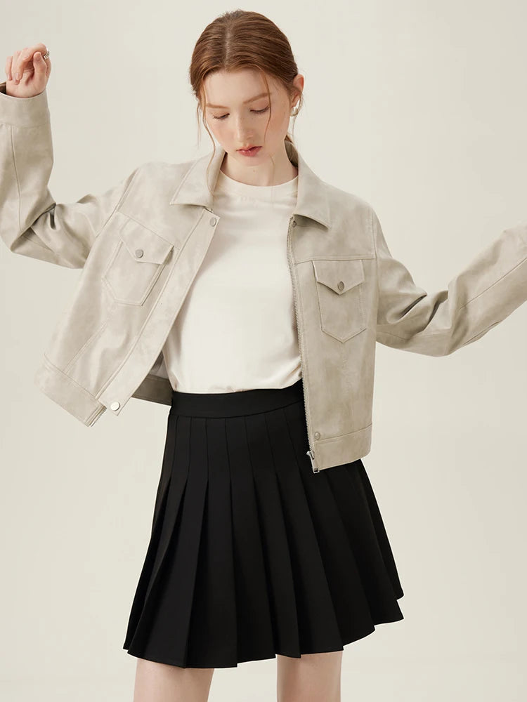 Brown Leather Shirt Jacket