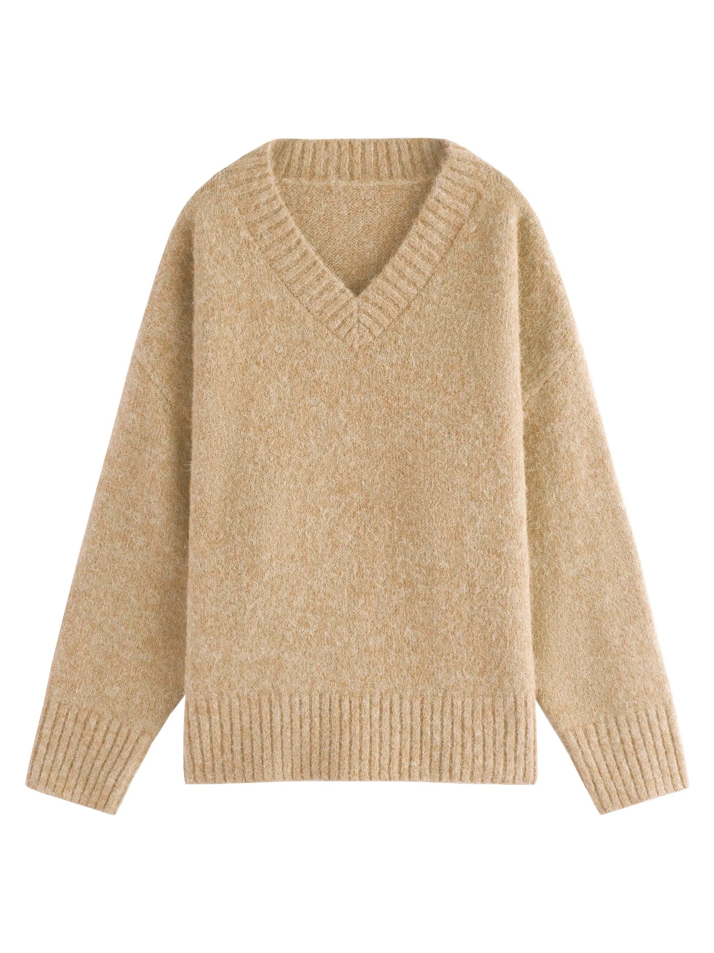 Teal Relaxed V Neck Knit Sweater