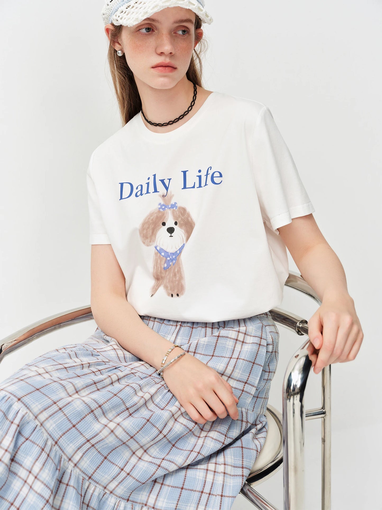 White Puppy Graphic Cotton Tee