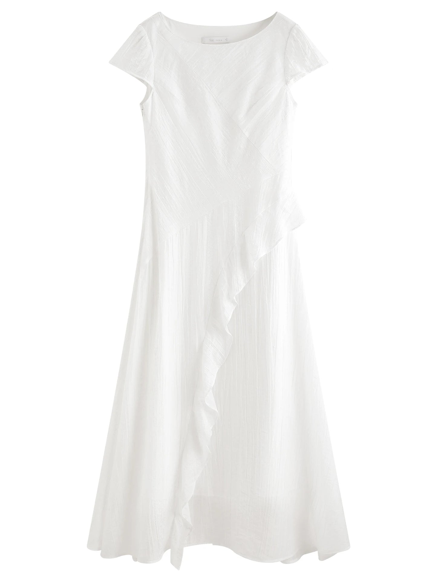 Pale Blue Asymmetric Ruffle Midi Dress