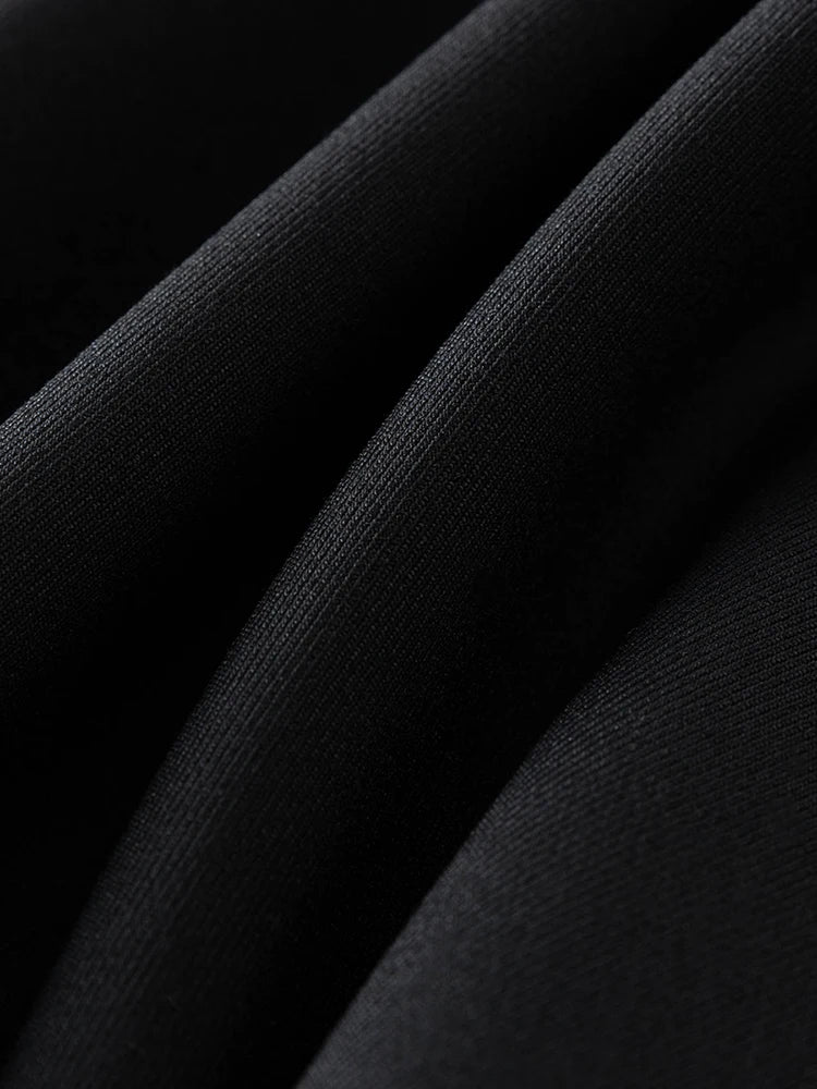 Black Asymmetric Wrap Midi Skirt