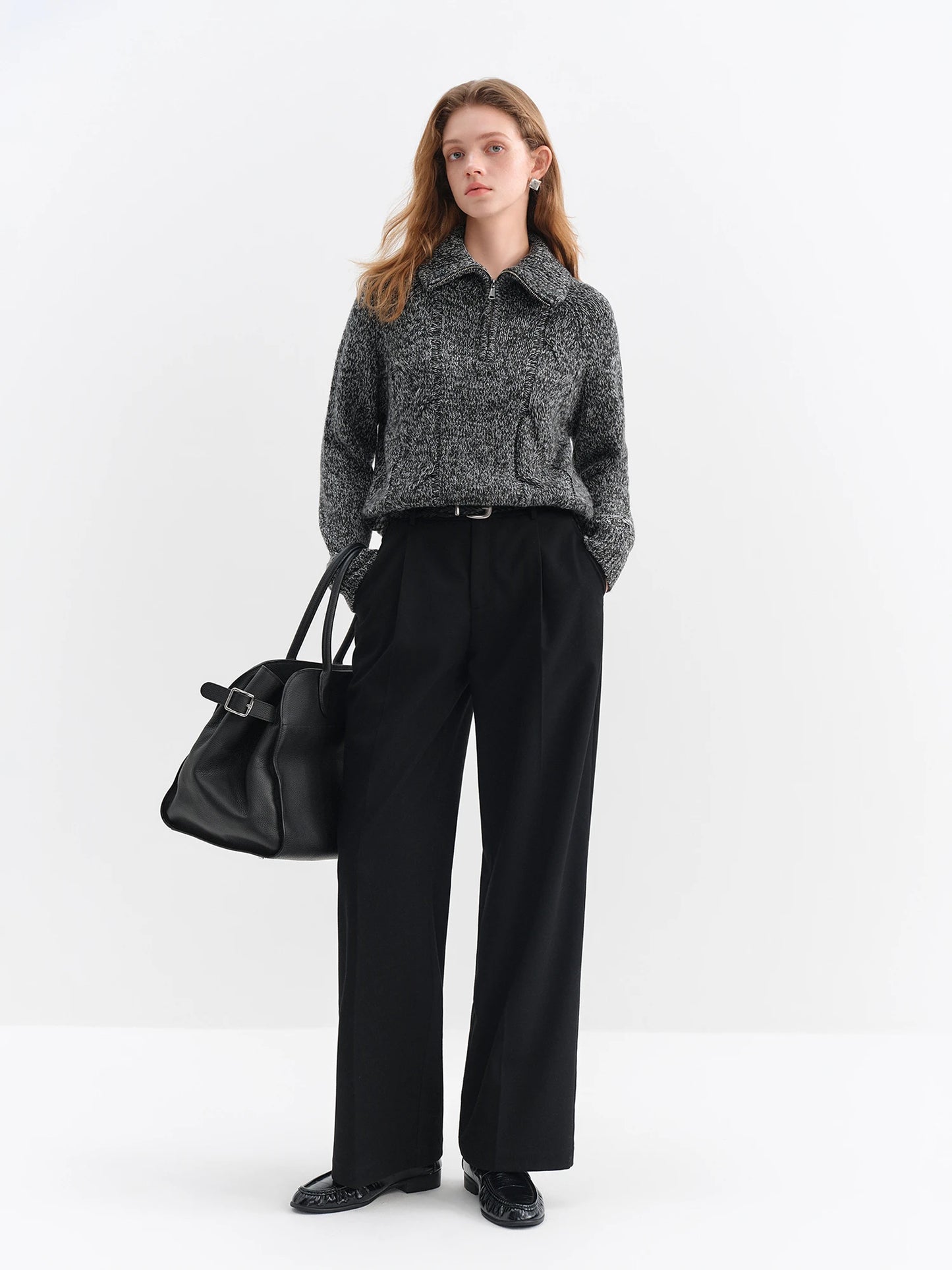 Charcoal Half Zip Knit Sweater