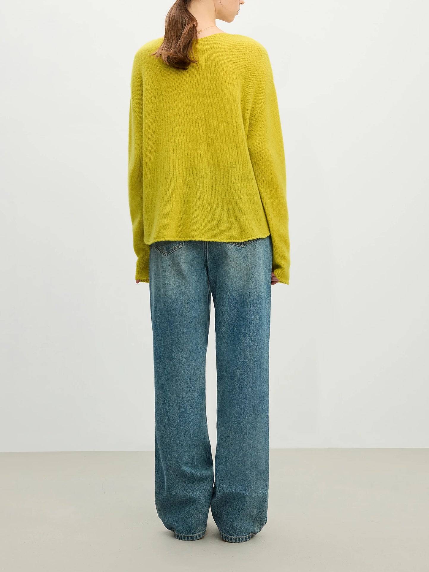 Chartreuse Boat Neck Wool Sweater