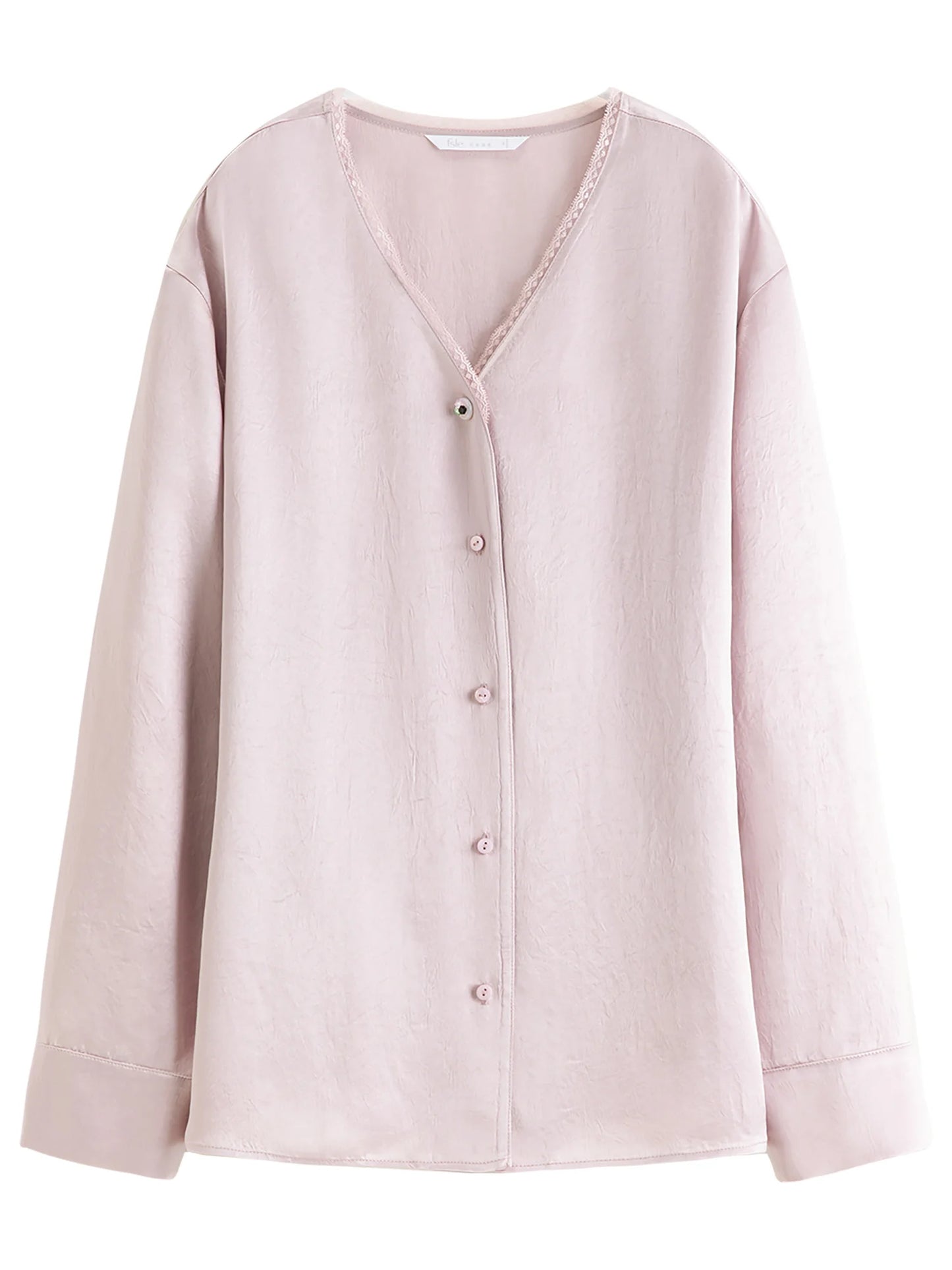 Blush Satin Bow Neck Blouse