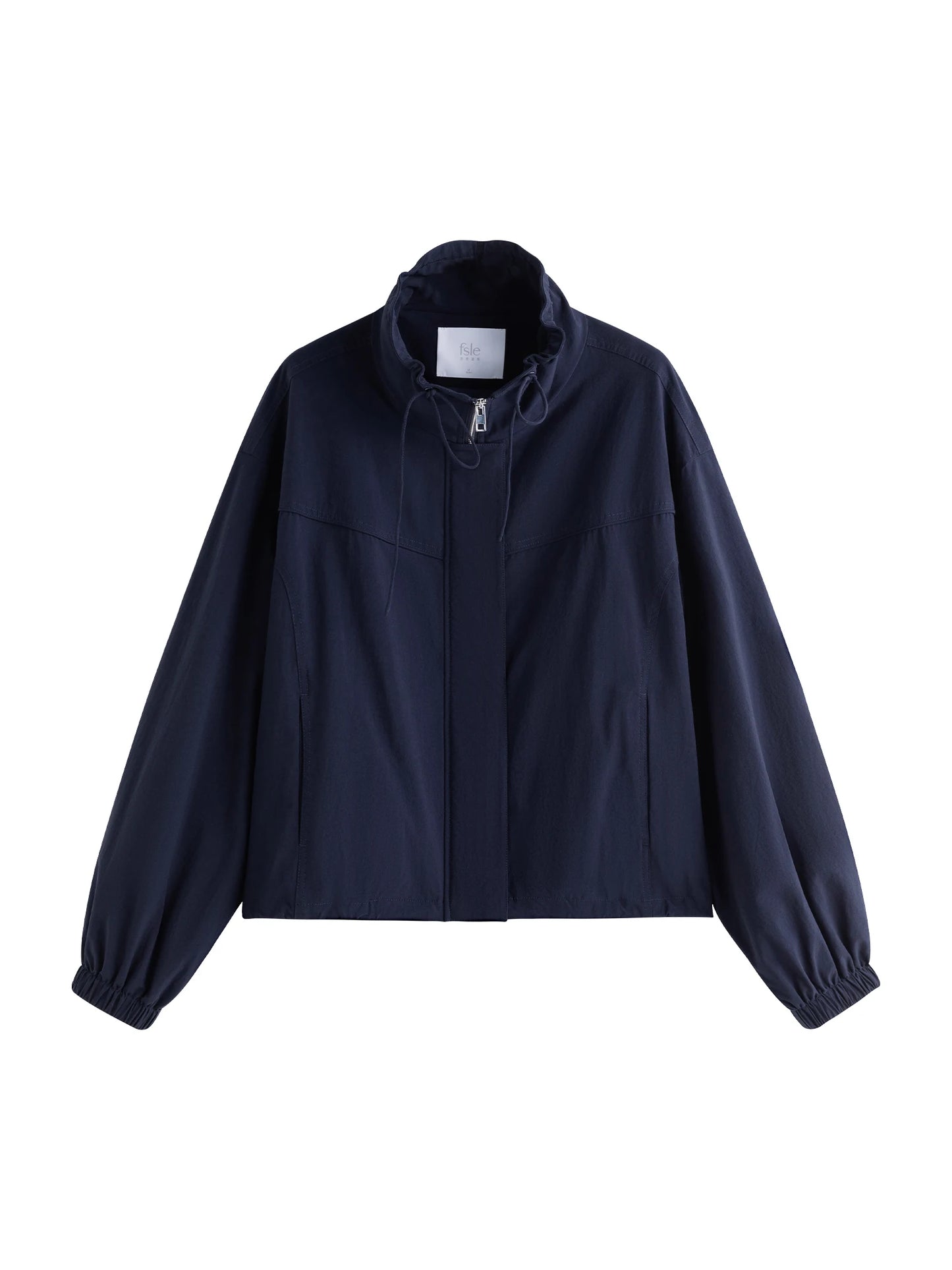 Navy Oversized Cropped Windbreaker