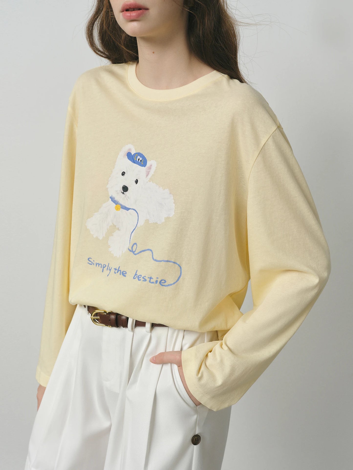 Green Puppy Graphic Long Sleeve Tee