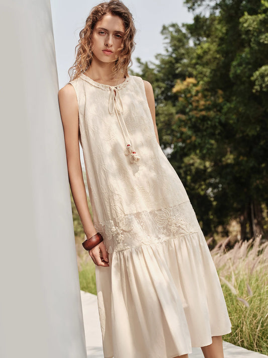 Champagne Tiered Satin Maxi Dress