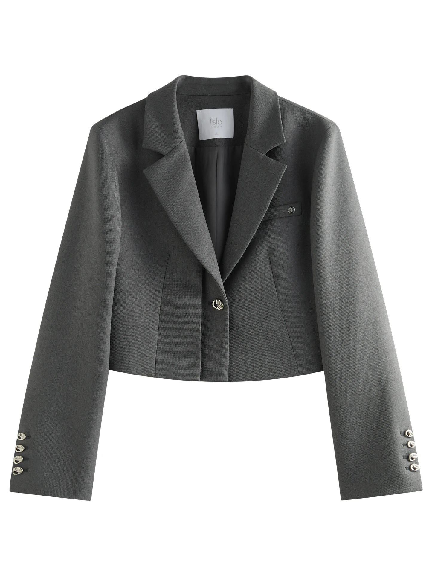 Charcoal Cropped Blazer Trouser Set