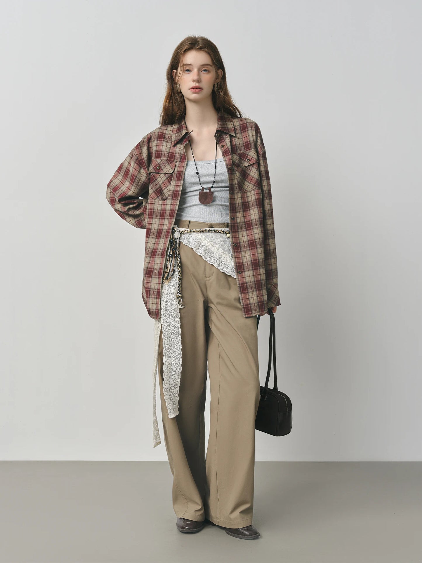 Khaki Relaxed Straight Leg Trousers