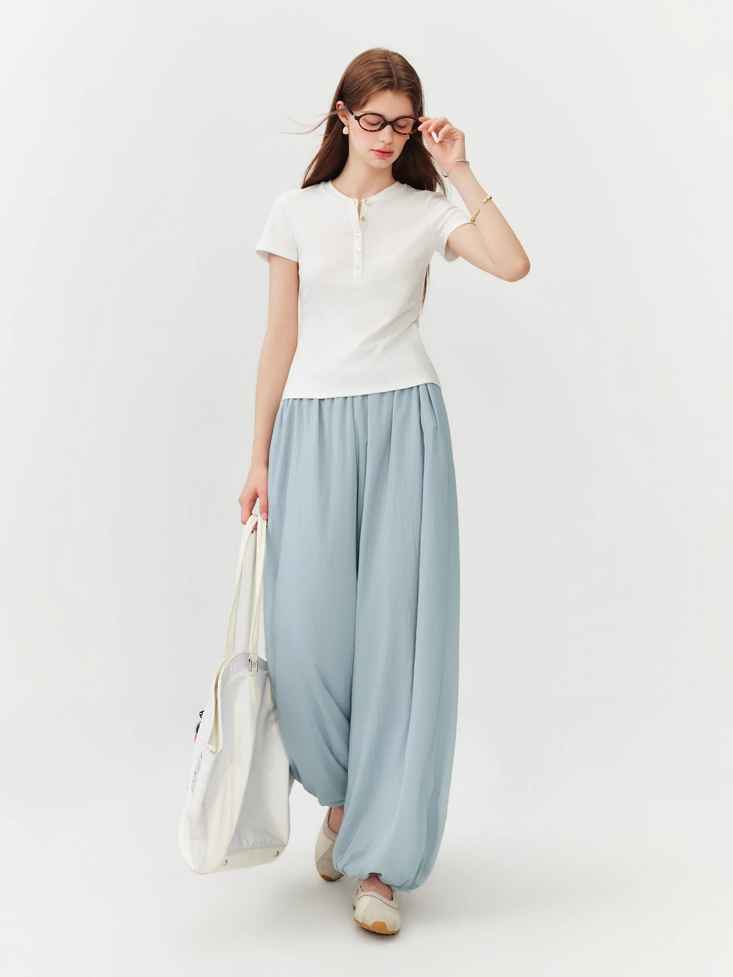 Pale Blue Balloon Harem Pants