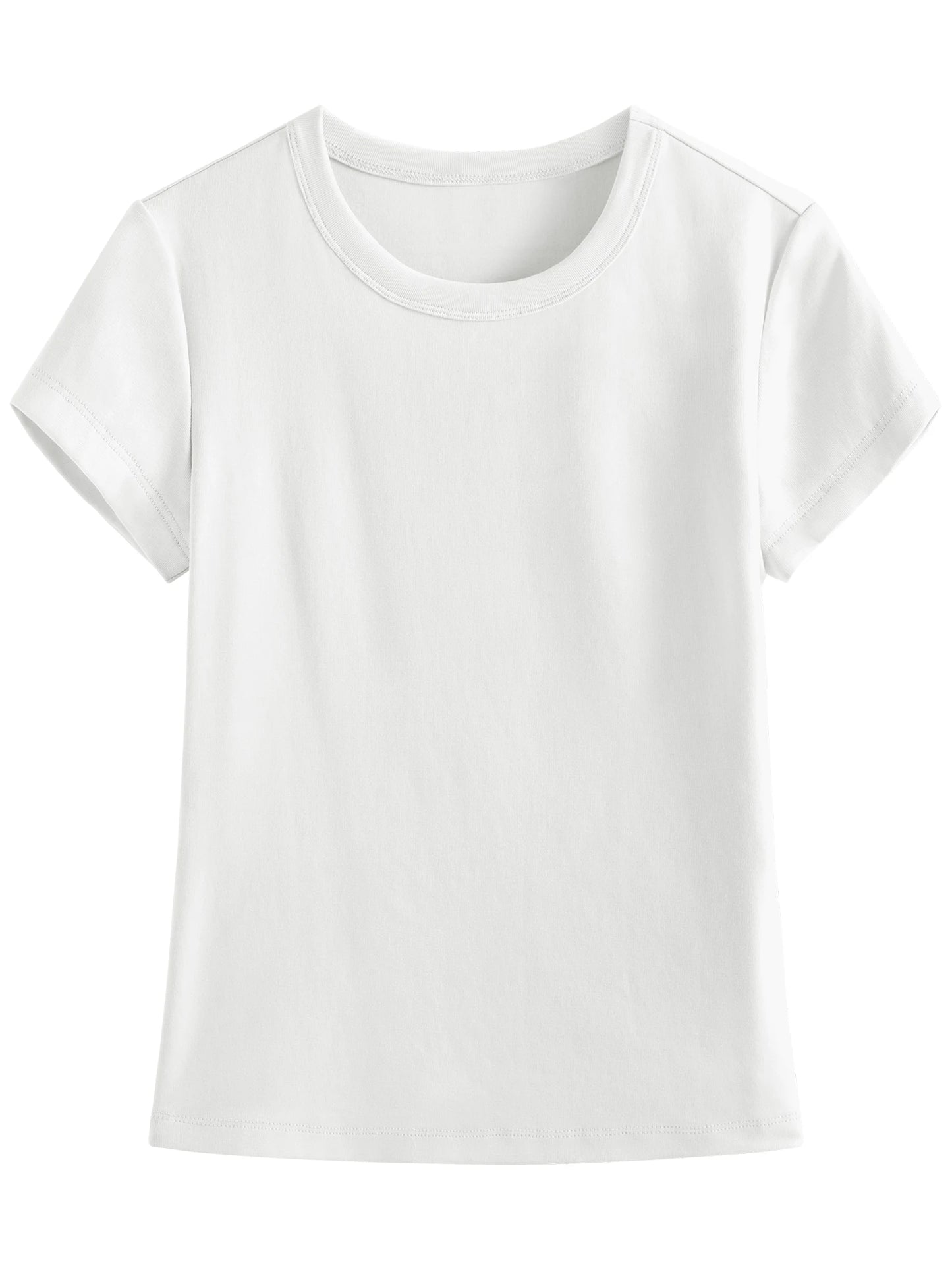 White Straight Shoulder Fitted Tee
